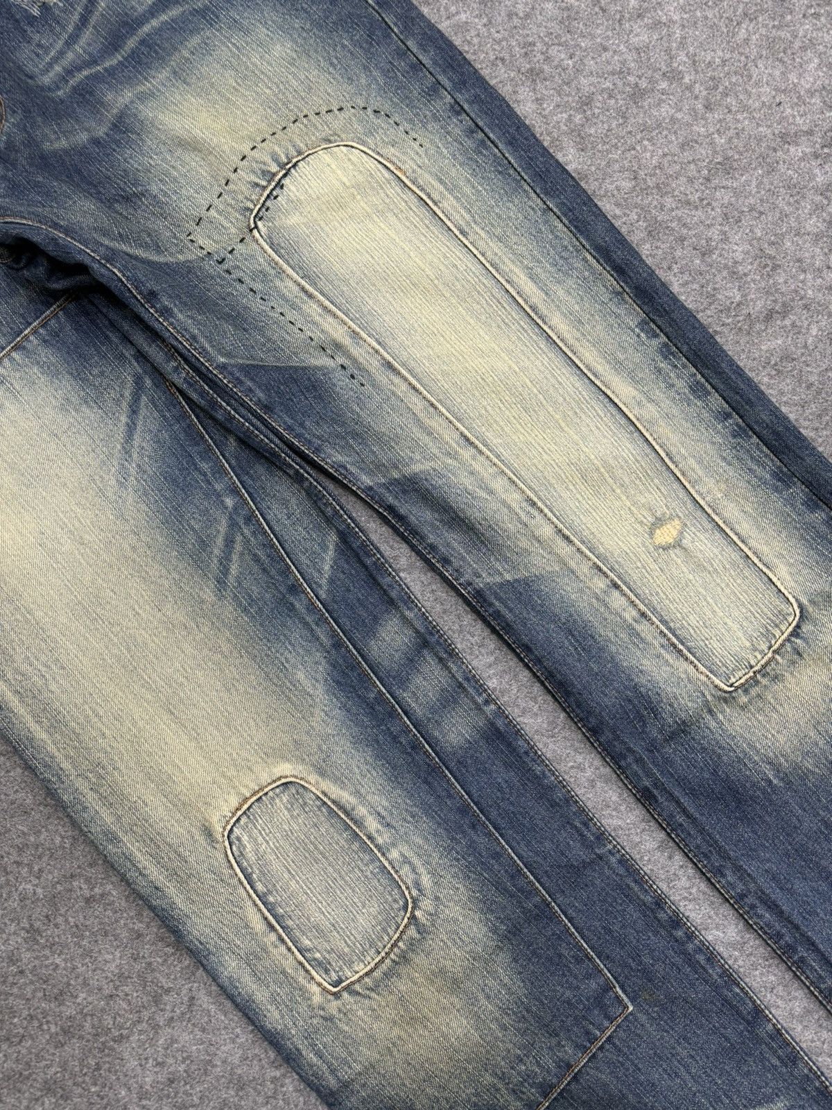 Designer 💥Denim Art💥Artisan MSG Sick Patchwork Stonewash Denim F553 Size US 31 - 11 Thumbnail