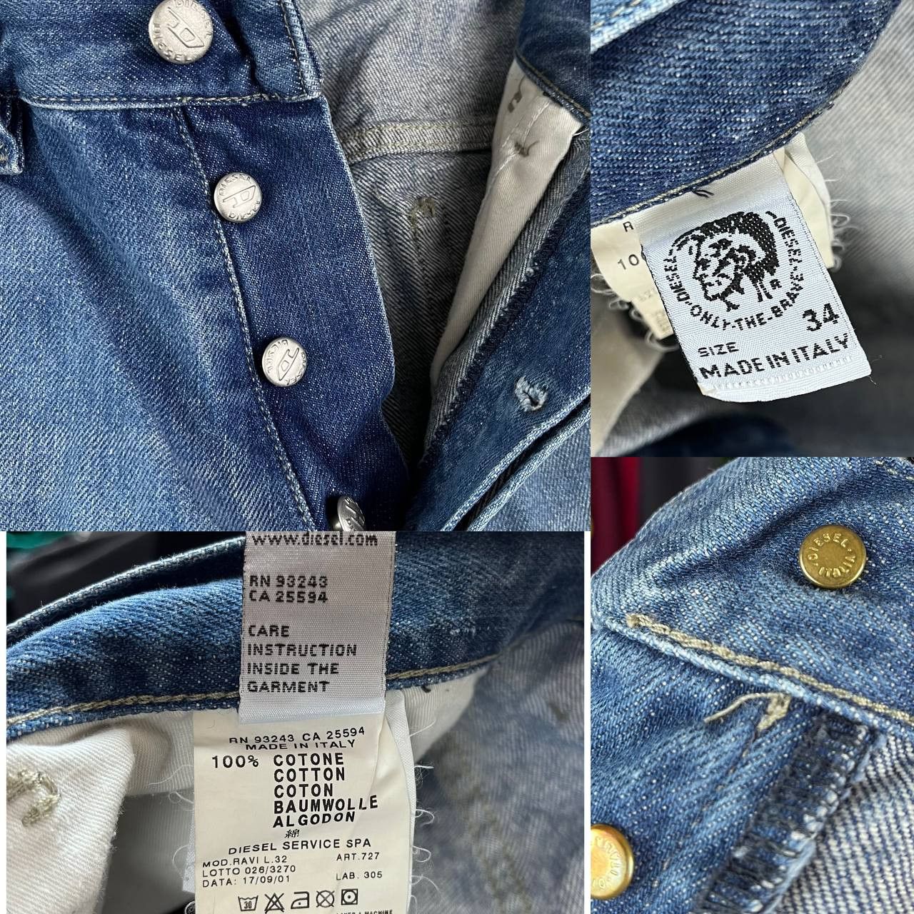 Diesel × Vintage Vintage Diesel Wide Rap Jeans Mens 34 Made in Italy Y2K Size US 34 / EU 50 - 10 Thumbnail