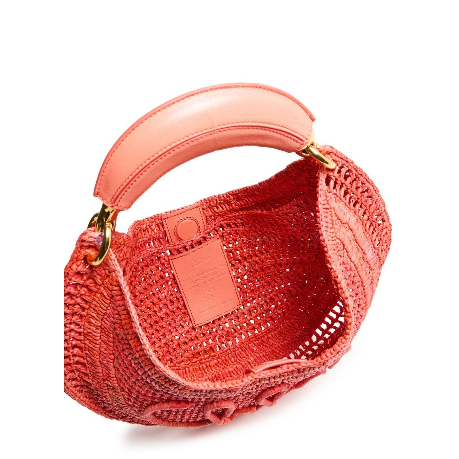 Chloe Chloe Summer Banana Camellia Coral Raffia Hobo Bag New & Aut Size ONE SIZE - 4 Thumbnail