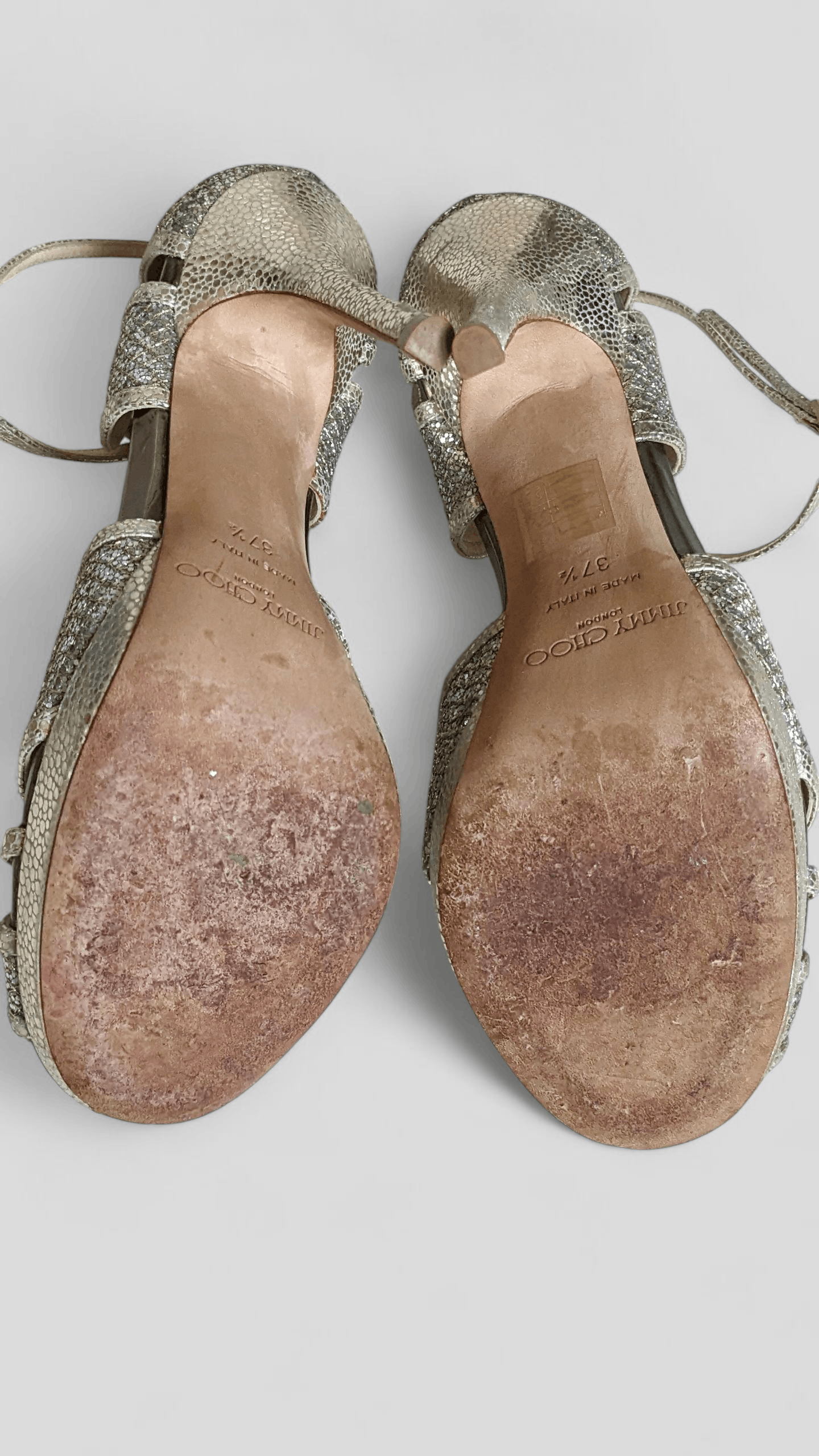 Jimmy Choo Jimmy Choo Glitter Strappy High Heel Sandals – Size 37.5 Size US 7.5 / IT 37.5 - 10 Thumbnail