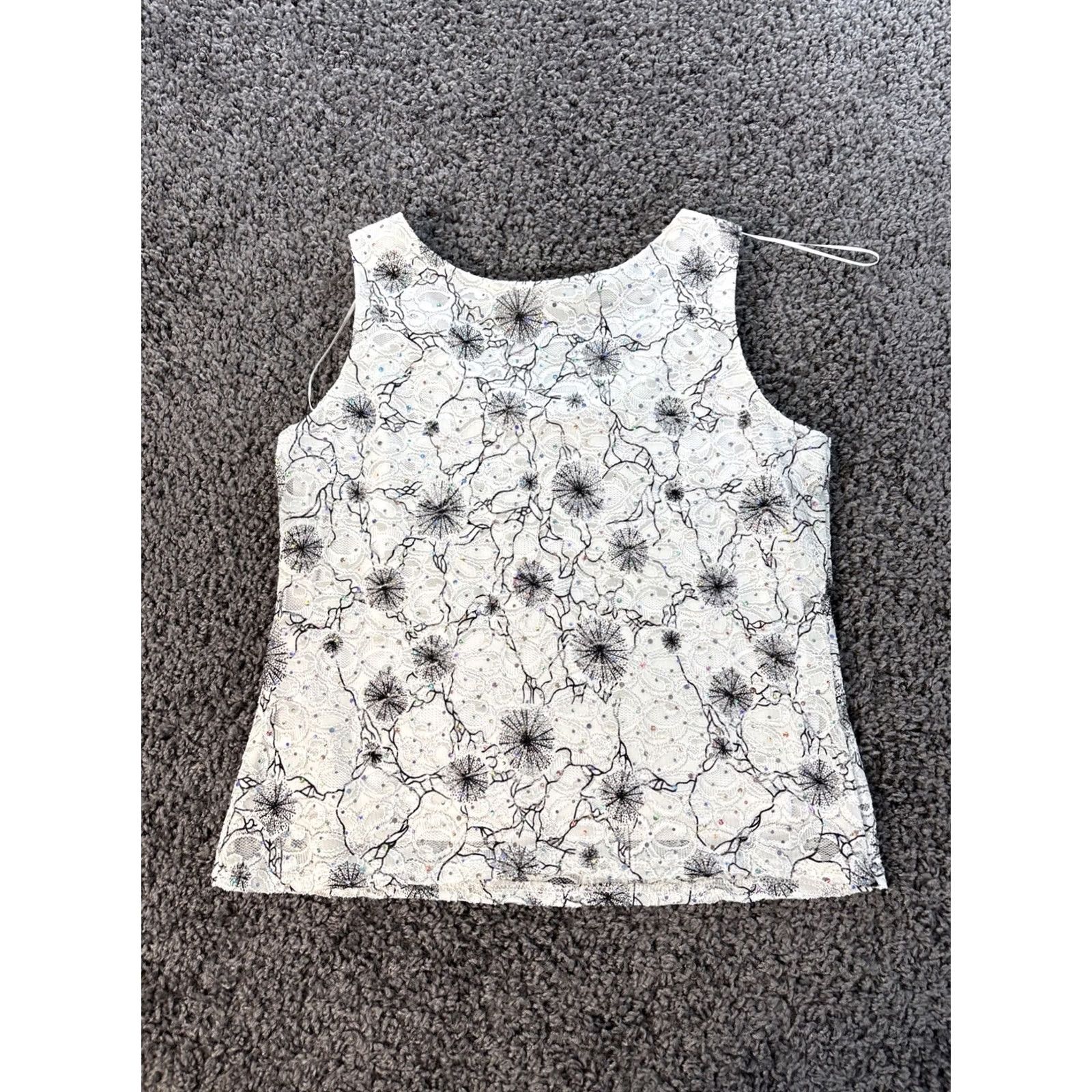 Vintage VINTAGE R&M Richards Tank Shirt Womens 14 White Floral Sequin Fairy Whimsy USA 90s Ladies Tank Top Size XL / US 12-14 / IT 48-50 - 5 Thumbnail