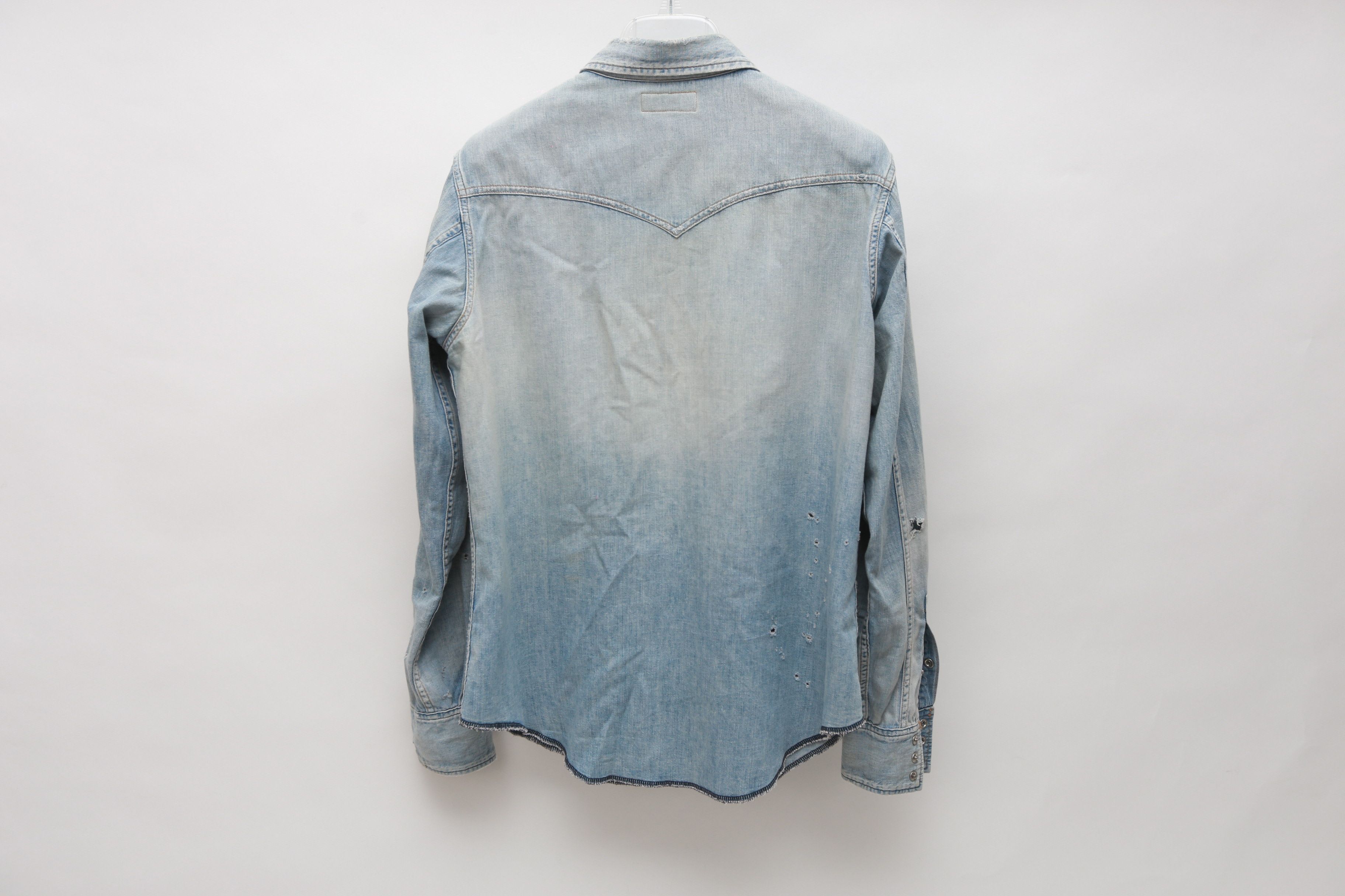 Saint Laurent Paris Destroyed Denim Shirt Size US L / EU 52-54 / 3 - 3 Thumbnail