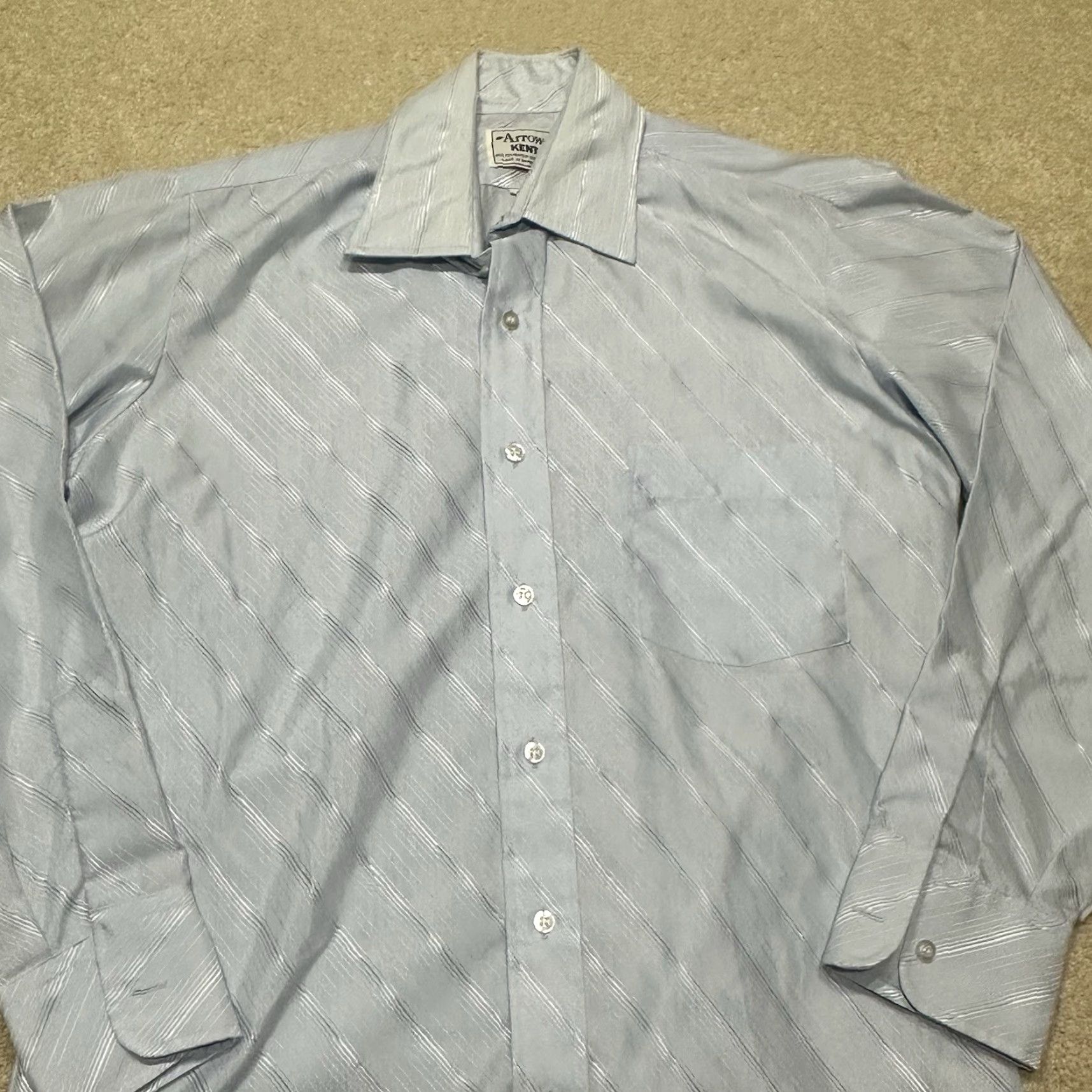 Arrow VINTAGE Arrow Kent Button Up Shirt Mens Small Blue 1970s 80s Shirt Blue Mens Small Button-Front Disco Polyester Size US S / EU 44-46 / 1 - 3 Thumbnail