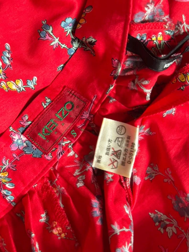 Kenzo KENZO sizeS Red floral big skirt hem half dress vintage Size 24" / US 00 / IT 34 - 8 Thumbnail