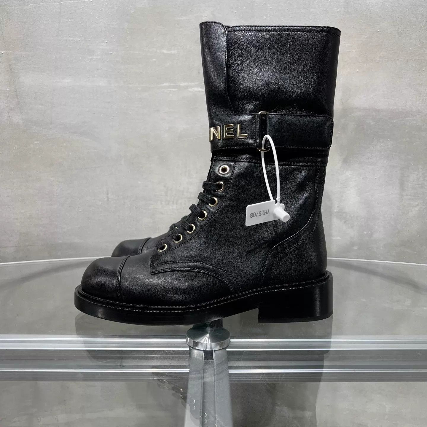 Chanel Chanel Black Gold Mid-Calf Riding Boots Women's 36 Size US 5.5 / IT 35.5 - 3 Thumbnail