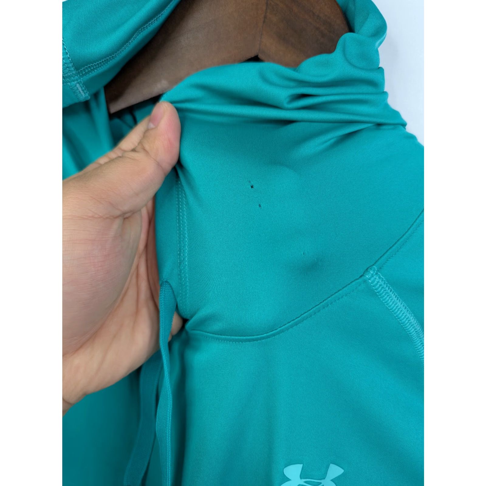Under Armour Under Armour HeatGear Hoodie Shirt Women’s Small Teal Green Semi-Fitted Zip Hooded CrossFit Activewear Pullover Crew Neck Long Sleeve Size S / US 4 / IT 40 - 3 Thumbnail