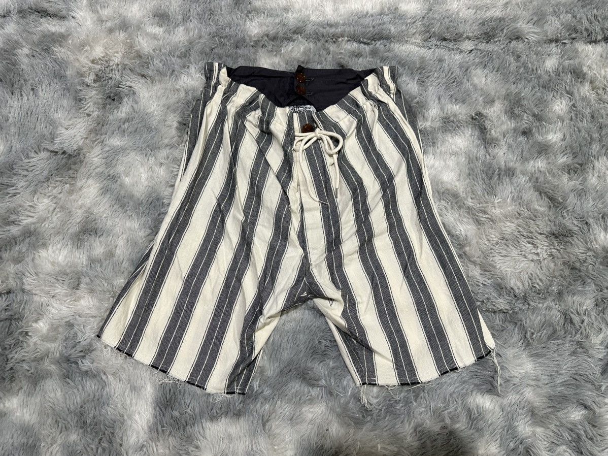 🔥Vivienne Westwood Man Raw Hem Striped Wide Cropped Pants