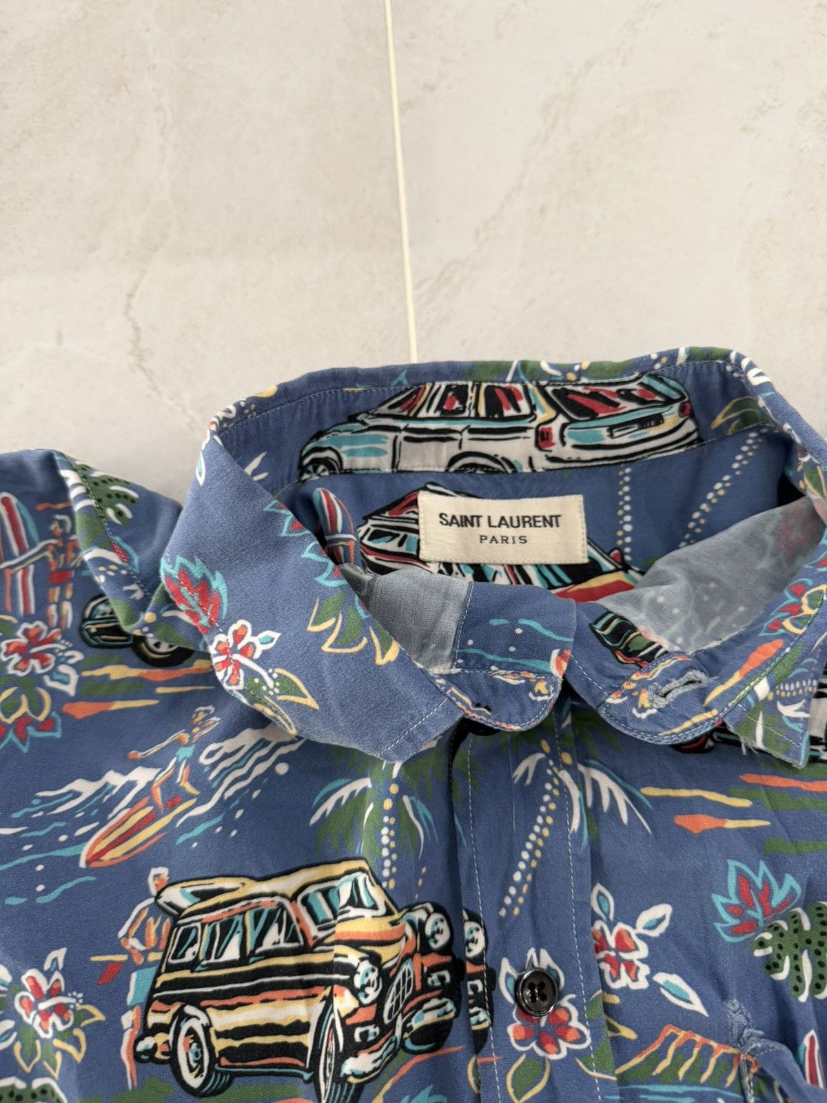 Saint Laurent Paris Saint Laurent Cuban Carshirt Raw Hem Sz.40 Size US L / EU 52-54 / 3 - 3 Thumbnail