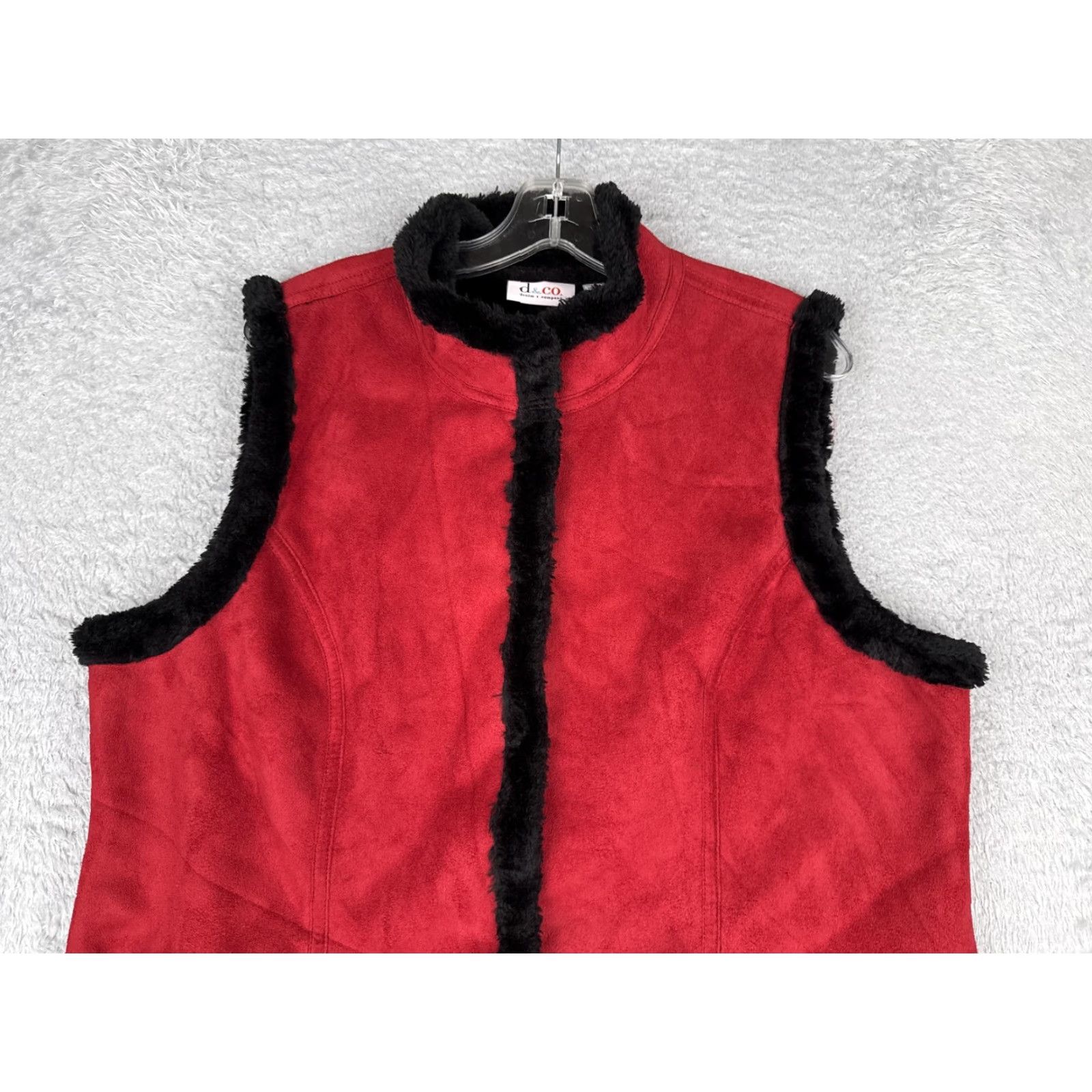 Denim & Co. Denim & Co Vest Womens L Red Faux Suede Shearling Lined Fur Trim Winter Pockets Casual Size L / US 10 / IT 46 - 7 Thumbnail