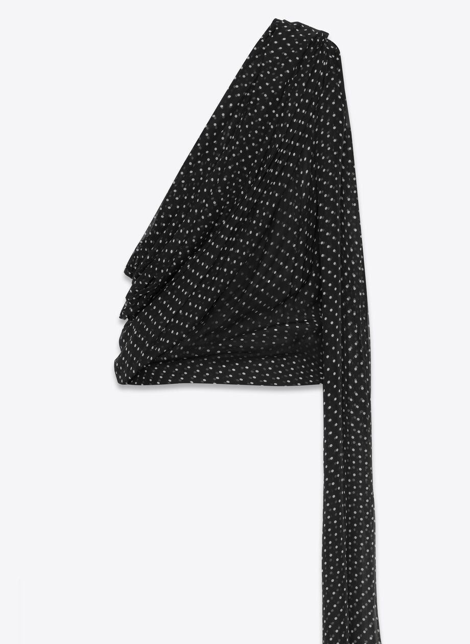 Saint Laurent Paris o1s1wg110925 777690 Draped One-Shoulder Top Dotted Silk Size US S / EU 44-46 / 1 - 1 Thumbnail