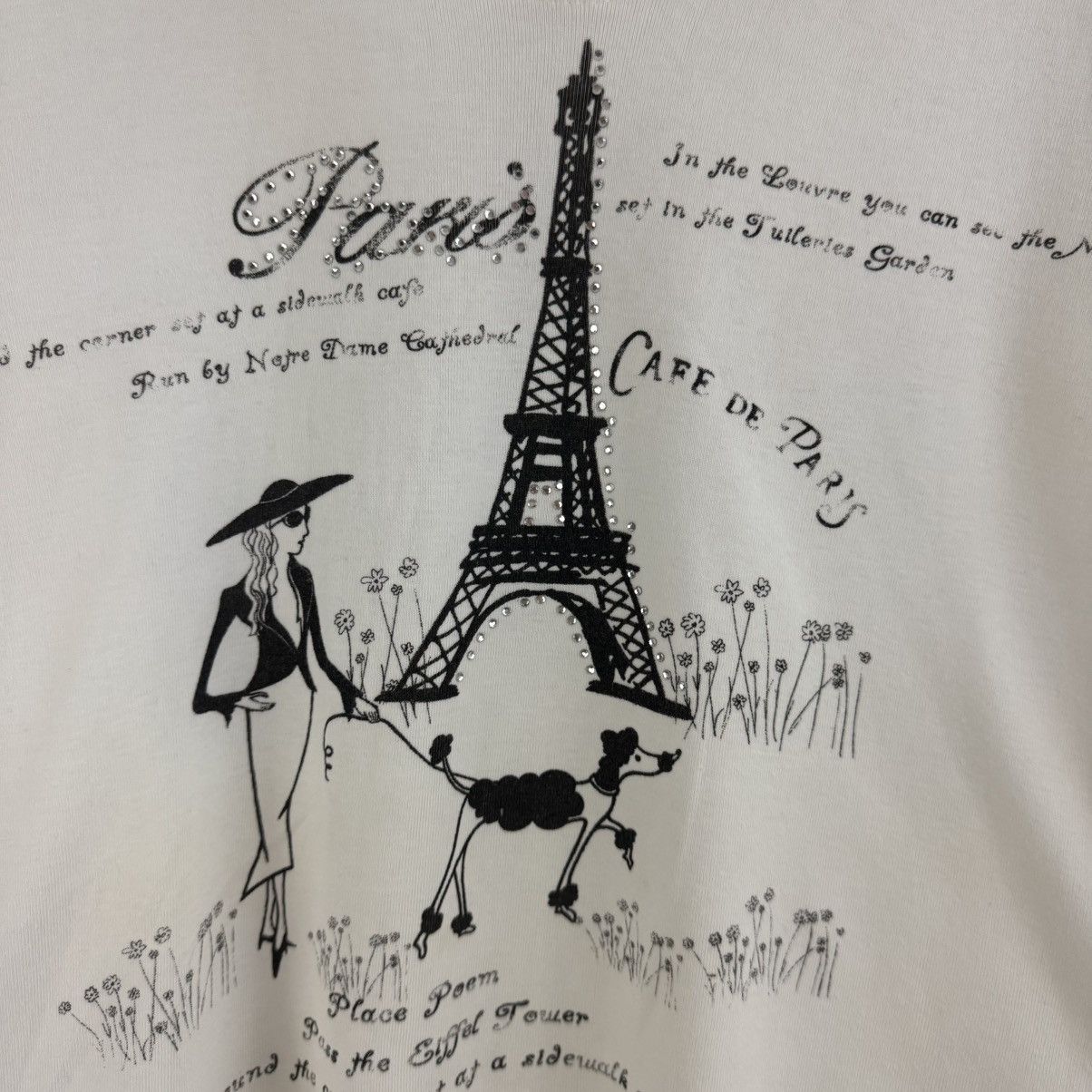 Other CACTUS Vintage Y2K White Black Paris Eiffel Tower Top Size L / US 10 / IT 46 - 5 Thumbnail