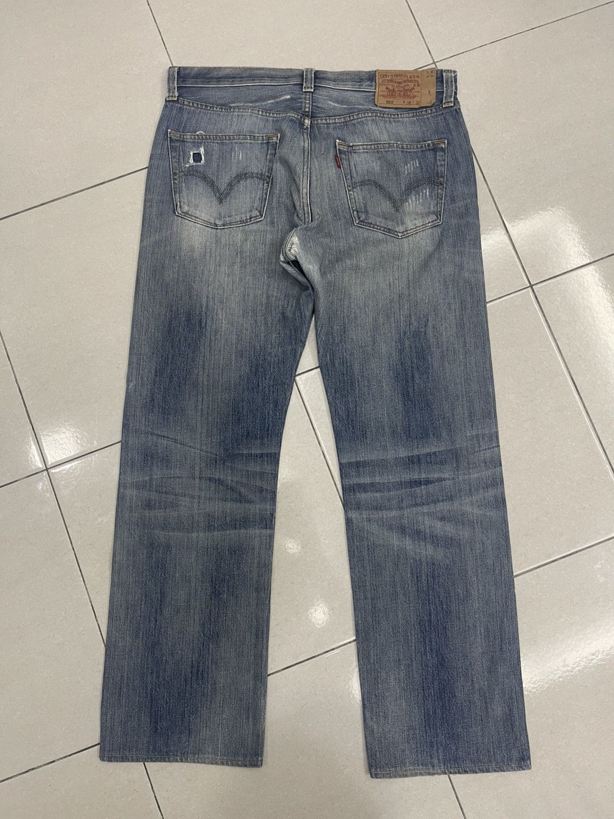 Levi's Levi's 501 Custom Distressed Patched Denim Jeans - W36 L32 Size US 36 / EU 52 - 8 Thumbnail