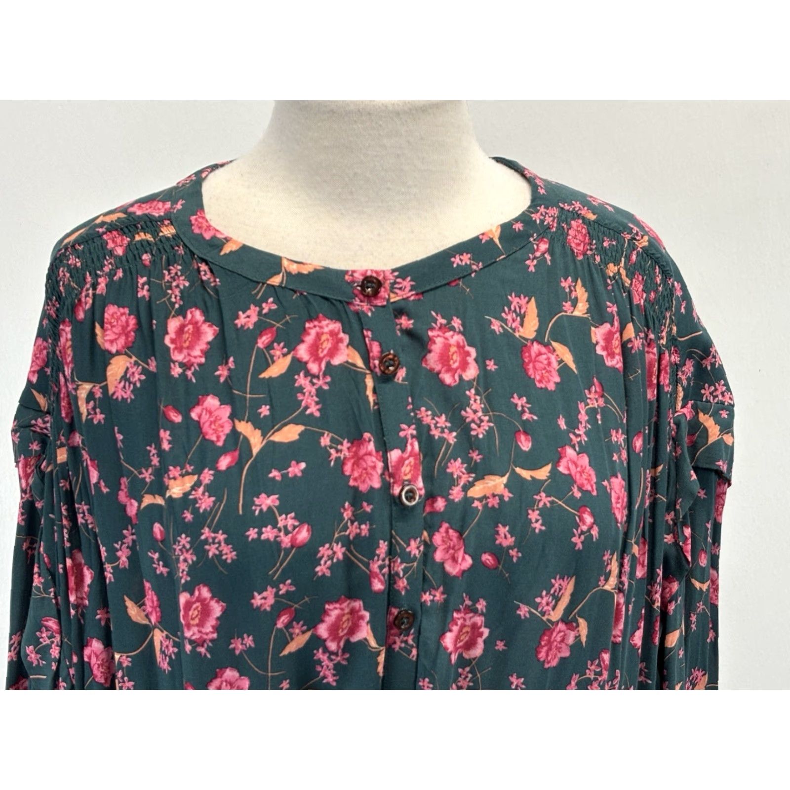 Free People Free People Mini Dress Size Large Oversize Long Sleeve Dark Floral Flower Fields Size L / US 10 / IT 46 - 5 Thumbnail