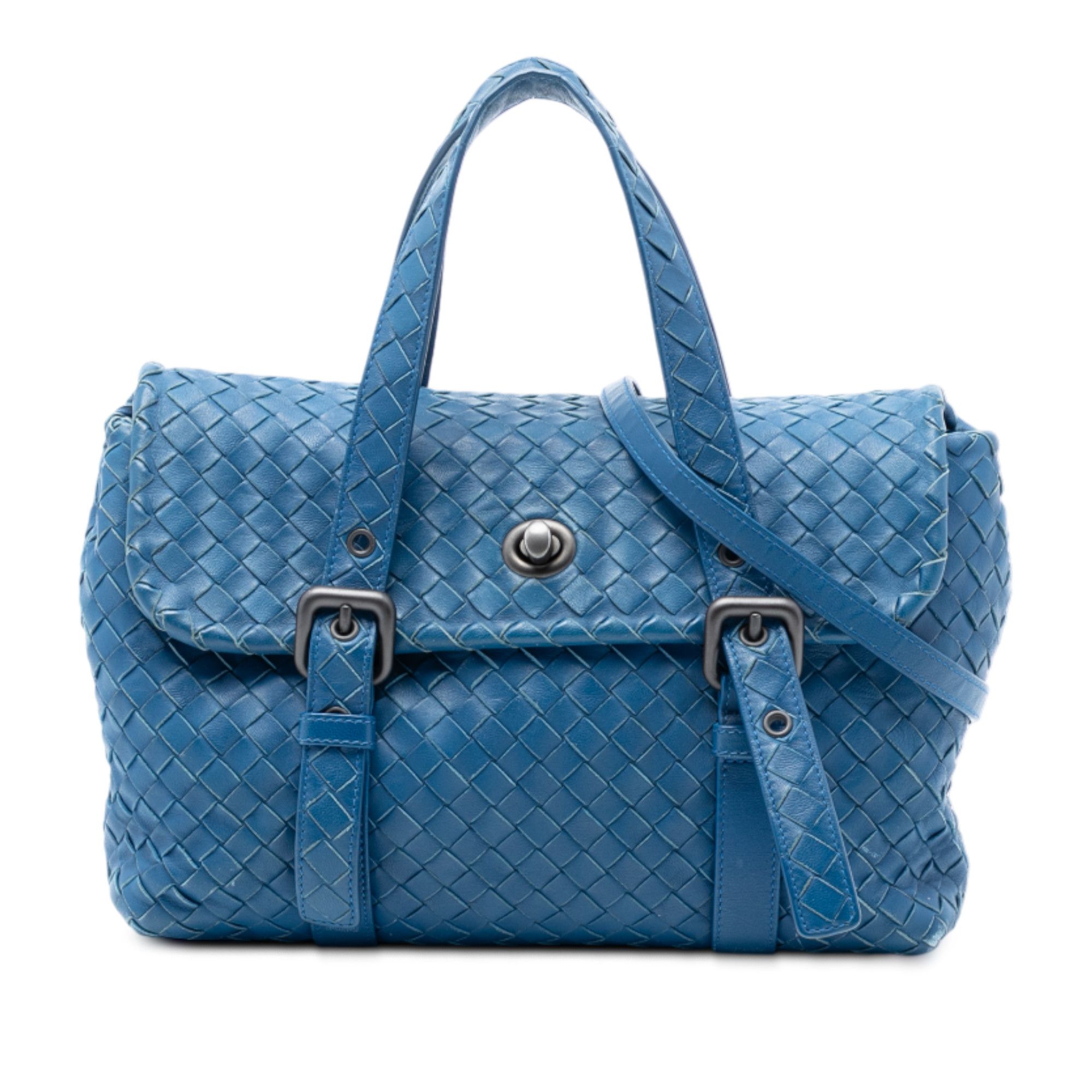 Bottega Veneta Bottega Veneta Nappa Intrecciato Flap Satchel Size ONE SIZE - 1 Thumbnail