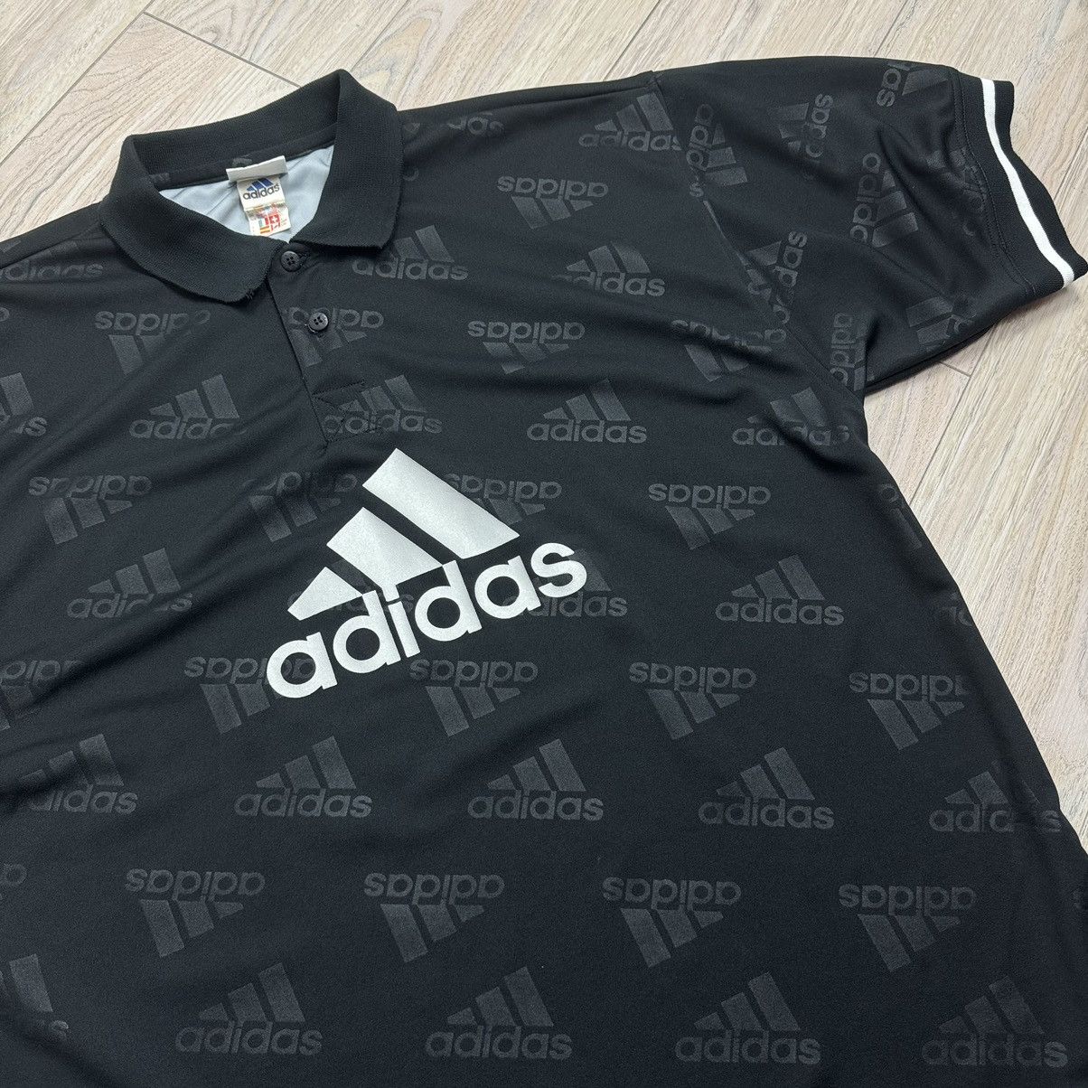 Adidas Vintage Y2K Adidas Multi Logo Monogram Boxy Polo Shirt Size US L / EU 52-54 / 3 - 3 Thumbnail