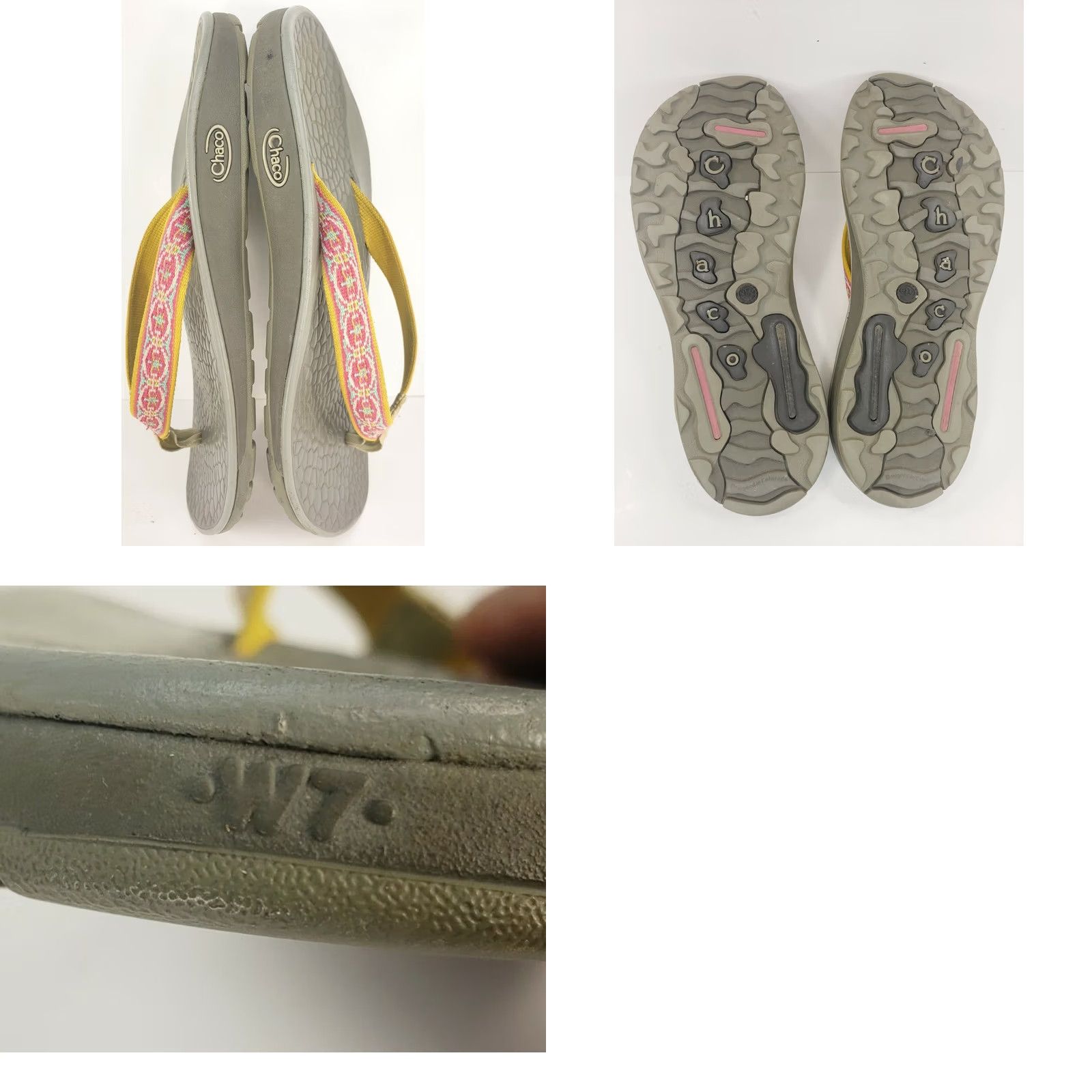 Chaco Chaco Chillos Women's 7M Sandal Flip Flop Multicolor Pink Yellow Orange Geometric Straps Slip On Size US 7 / IT 37 - 8 Thumbnail