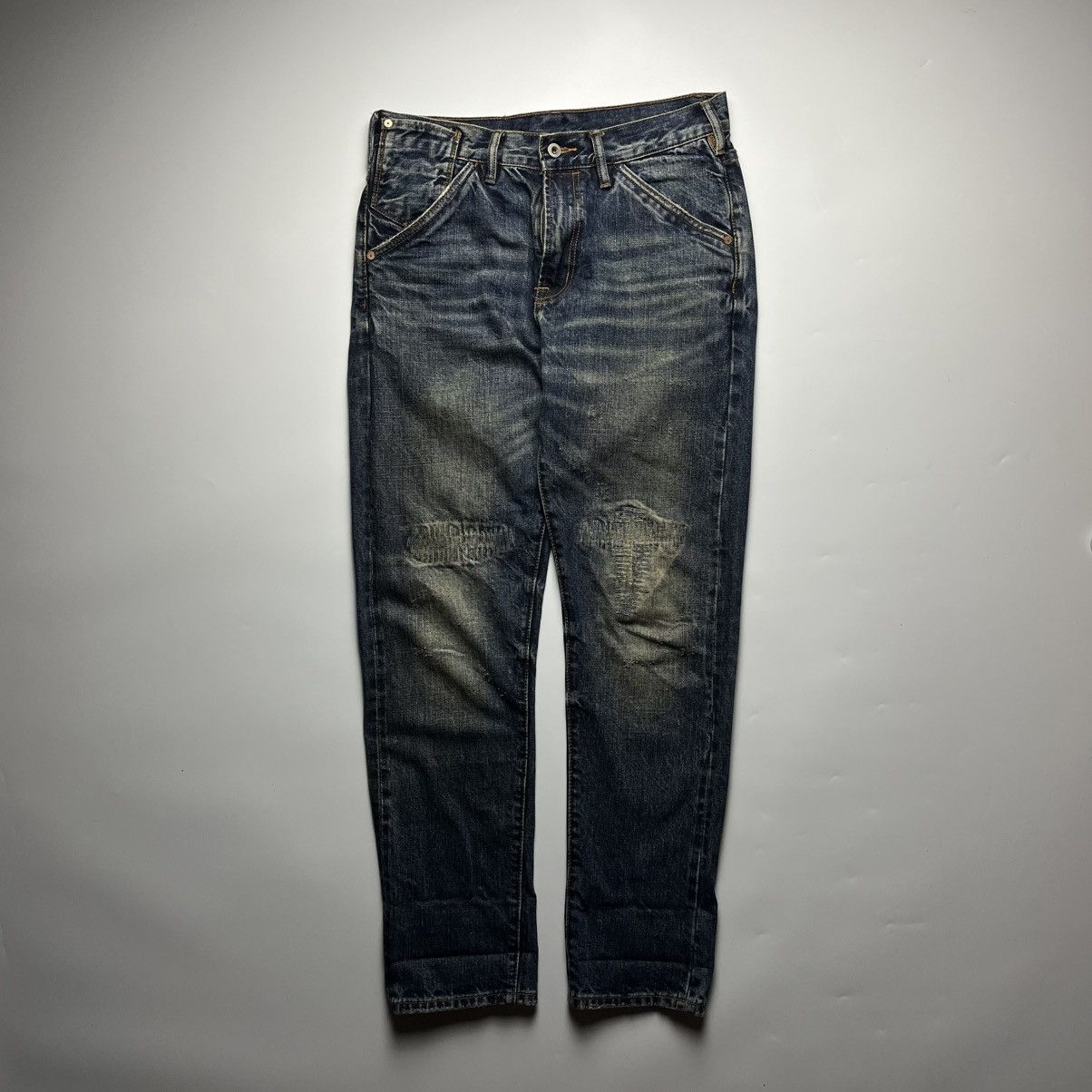 Pure Blue Japan Pure Indigo Gritty Selvedge Denim Jeans 14oz Size US 31 - 3 Thumbnail