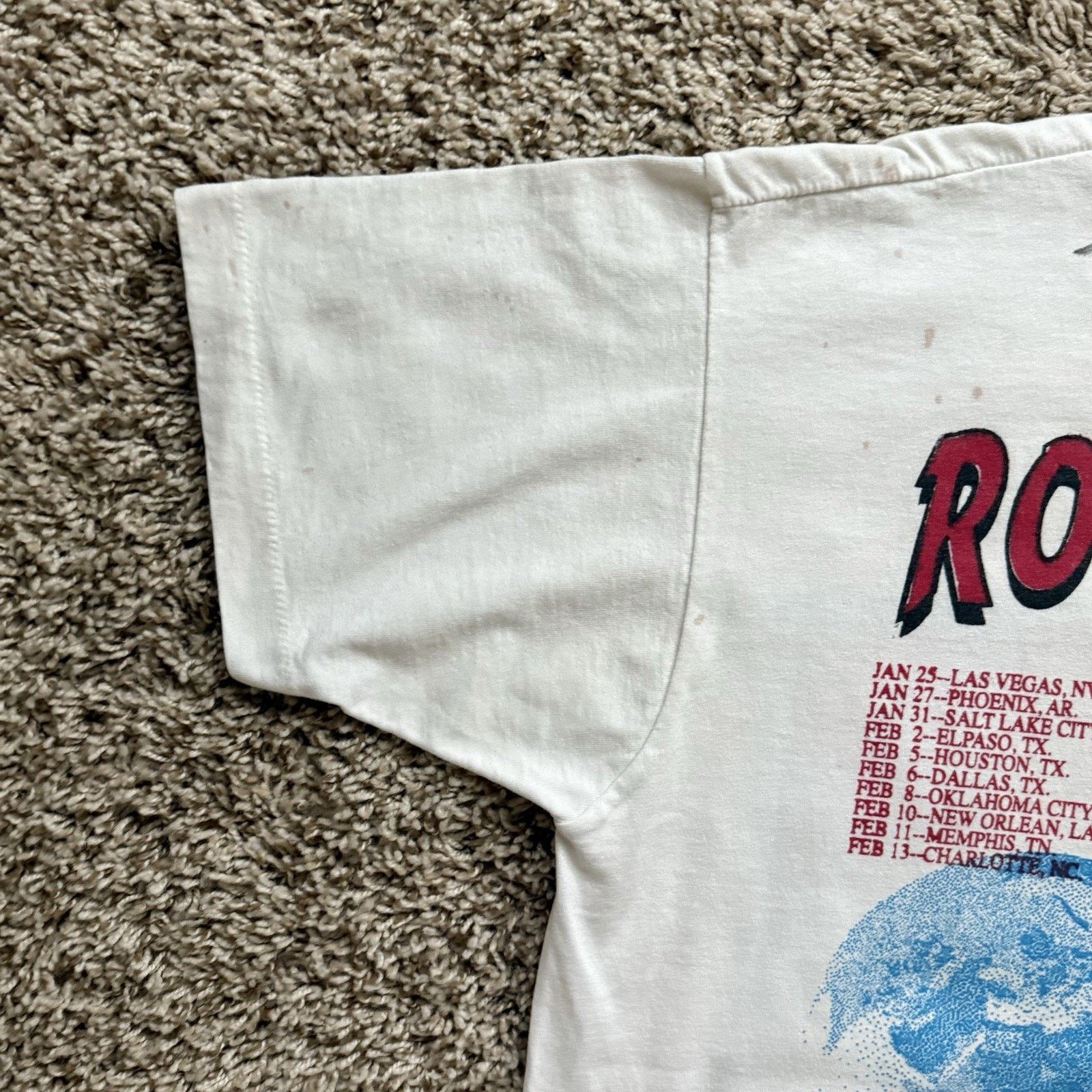 Vintage Vintage 1996 Rod Stewart World Tour White T-Shirt Distressed Size US L / EU 52-54 / 3 - 12 Thumbnail