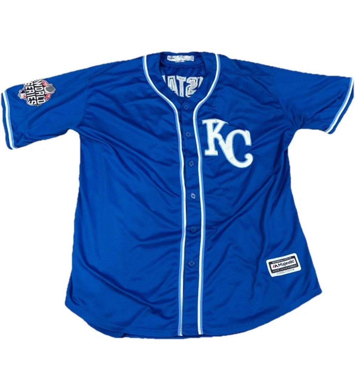 Majestic Moustakas 2015 World Series Champions KC Royals Sz 2XL Size US XXL / EU 58 / 5 - 1 Thumbnail
