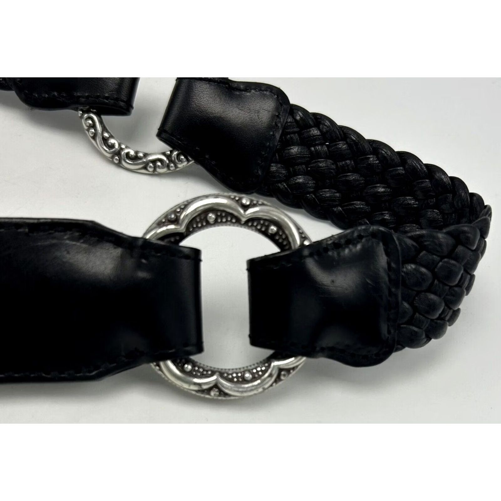 VINTAGE Brighton Belt Womens 34 Black Leather Silver  display picture 2
