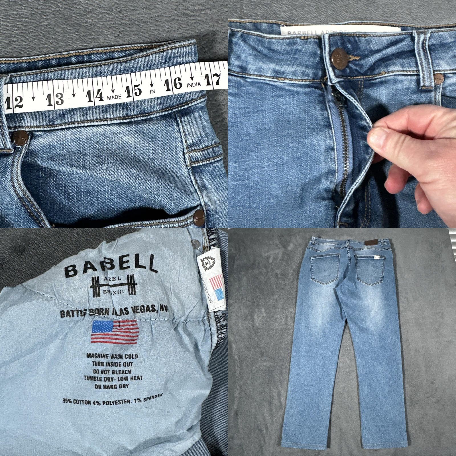 Vintage Barbell Apparel Jeans Mens 33x28 Blue Stretch Denim Tapered Athletic Fit Lot 2 Size US 32 / EU 48 - 8 Thumbnail
