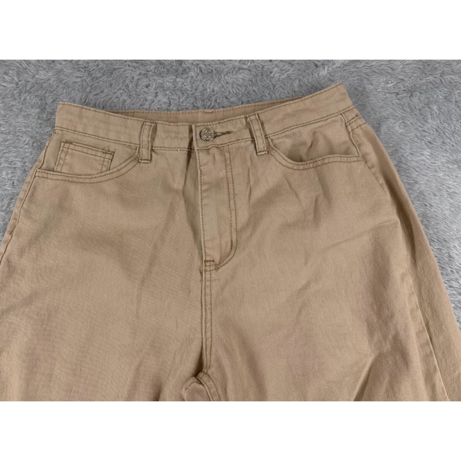 Shein Shein Jeans Womens 6 Beige Denim Wide-Leg Cotton Distressed High Rise 26x29 Regular 5-Pocket Zipper Button USA Style Womens Size 28" / US 6 / IT 42 - 4 Thumbnail