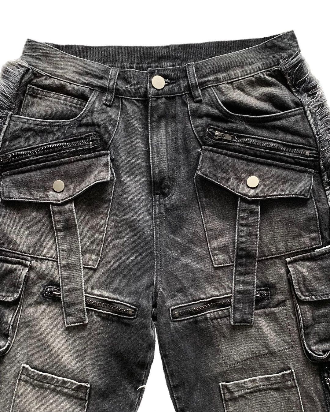 Designer × Japanese Brand Gothic Harajuku Multi - Pocket Y2k Jean Size US 33 - 3 Thumbnail