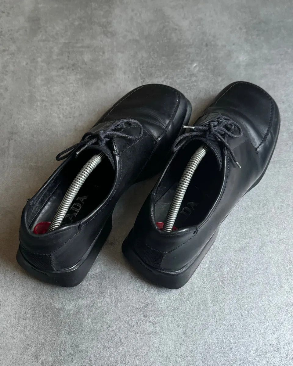 Prada × Vintage FW1999 Prada Black Leather Derby Square Toe Shoes Size US 7 / EU 40 - 4 Thumbnail