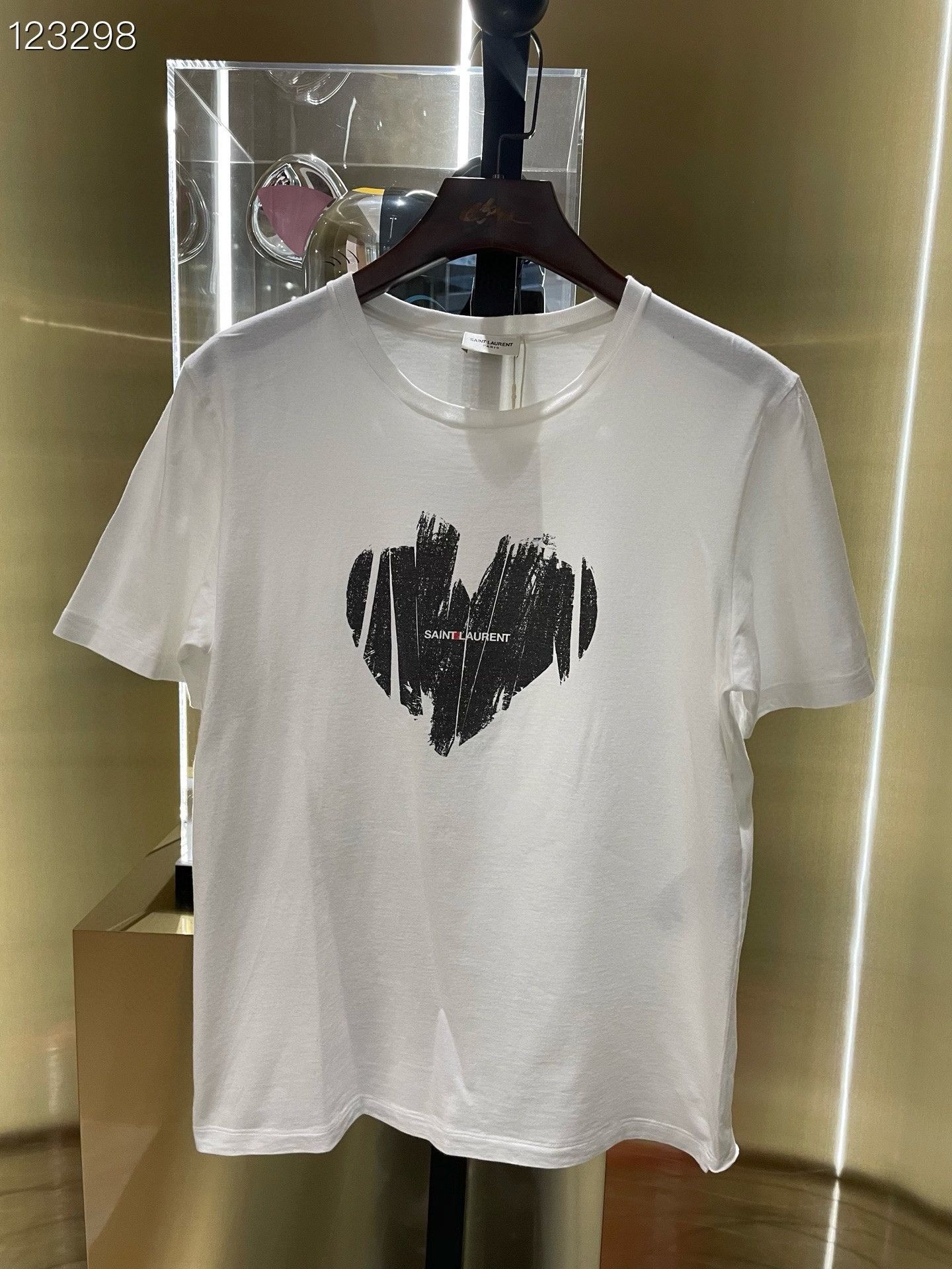 Saint Laurent Paris SLP White Heart Logo Crew Neck Tee Size XS / US 0-2 / IT 36-38 - 1 Thumbnail