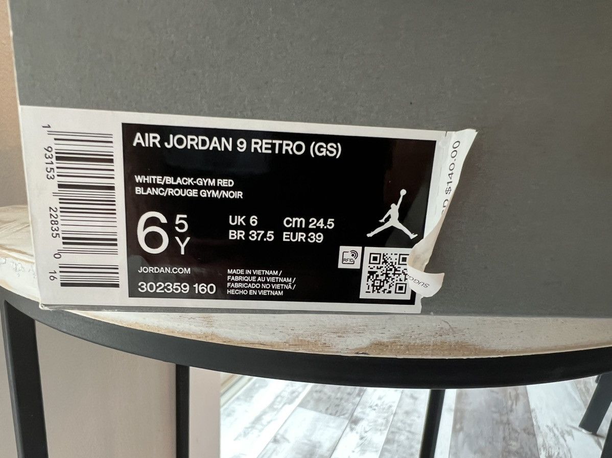 Jordan Brand × Nike Jordan 9 Retro Gym Red Size 6.5y Size US 6.5 / EU 39-40 - 10 Thumbnail