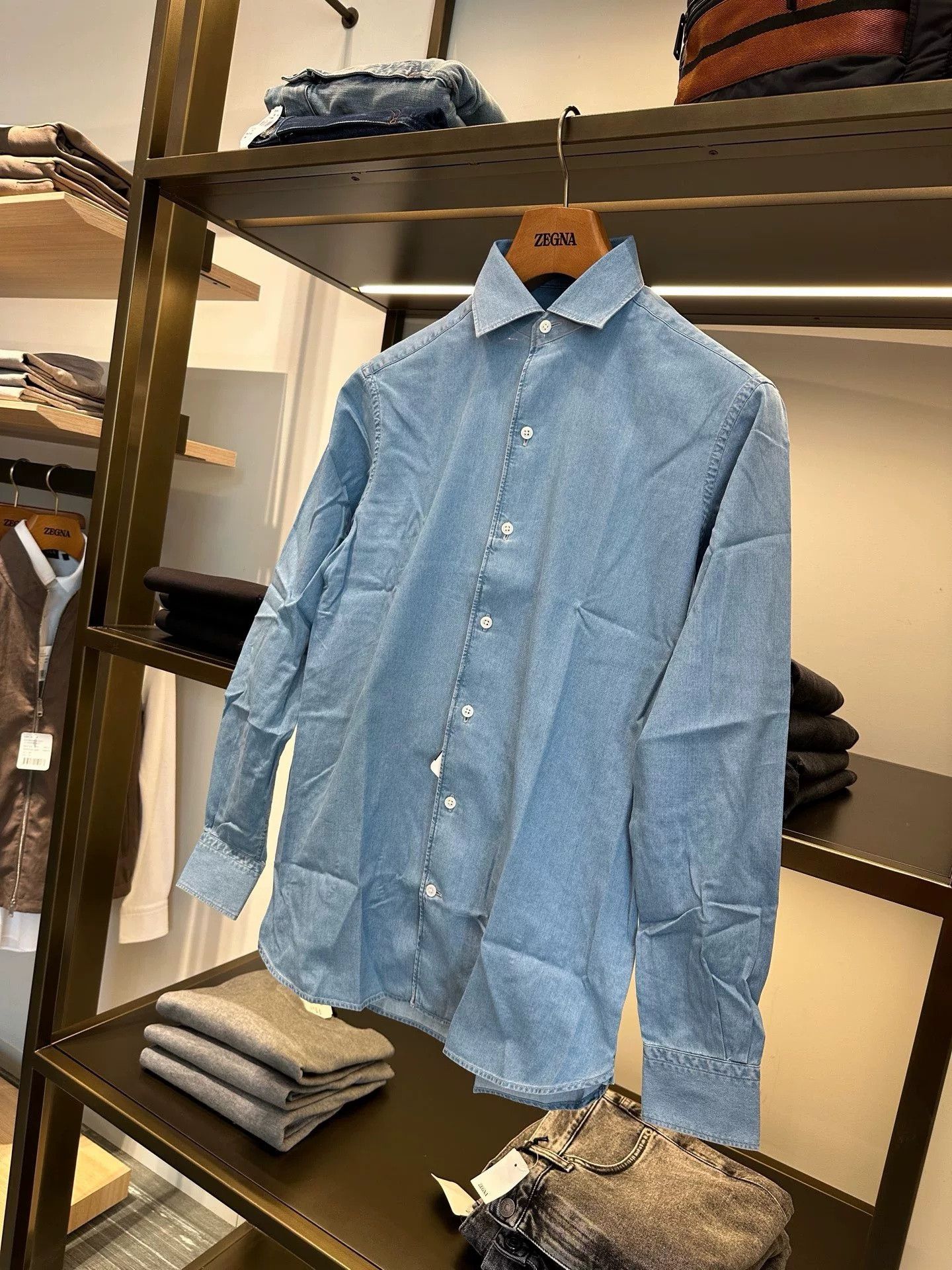 Ermenegildo Zegna Zegna Light Blue Men’s Long Sleeve Shirt Size US S / EU 44-46 / 1 - 4 Thumbnail