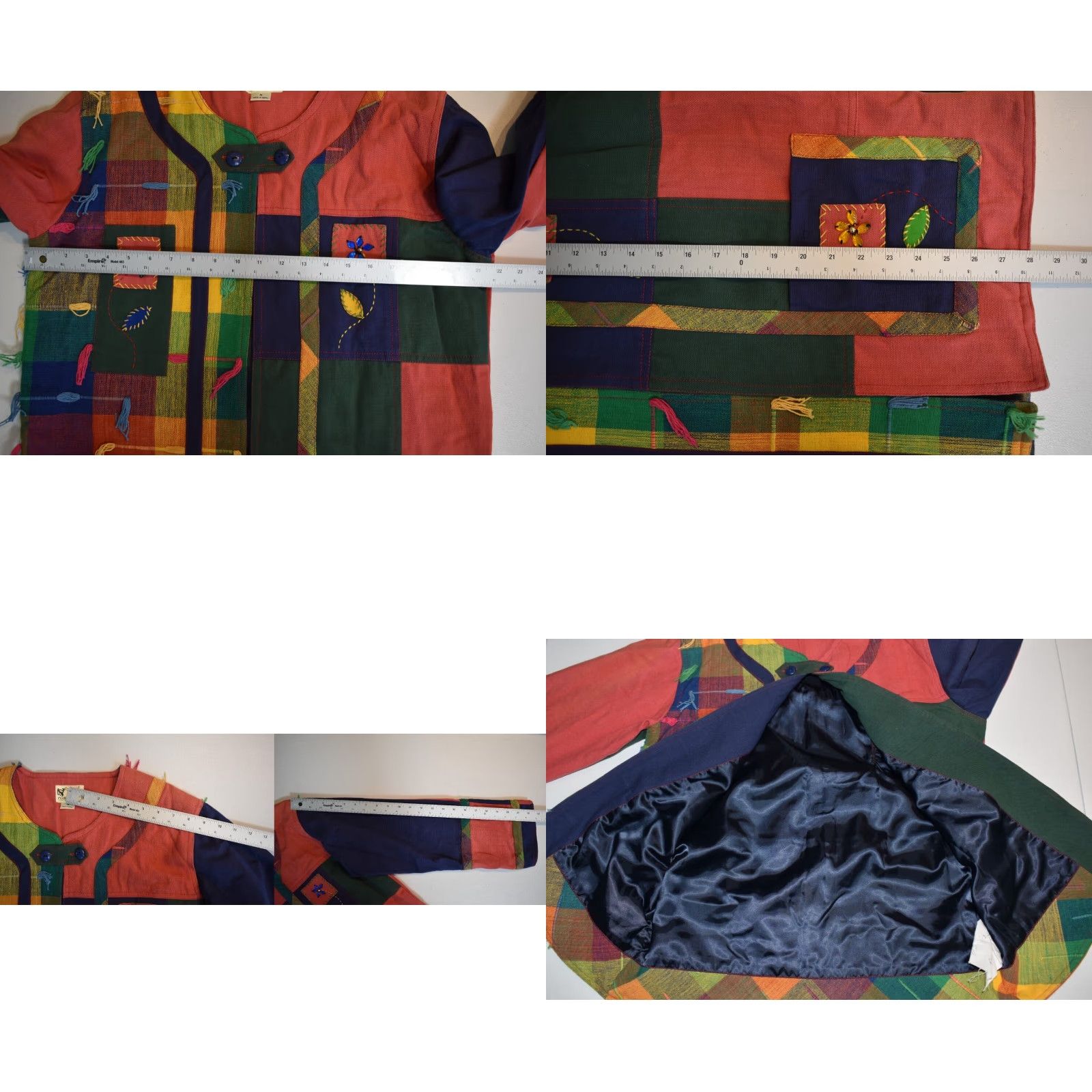 Vintage Open Front Jacket Boho Wearable Art Patchwork Beaded Coloful Medium Size M / US 6-8 / IT 42-44 - 8 Thumbnail