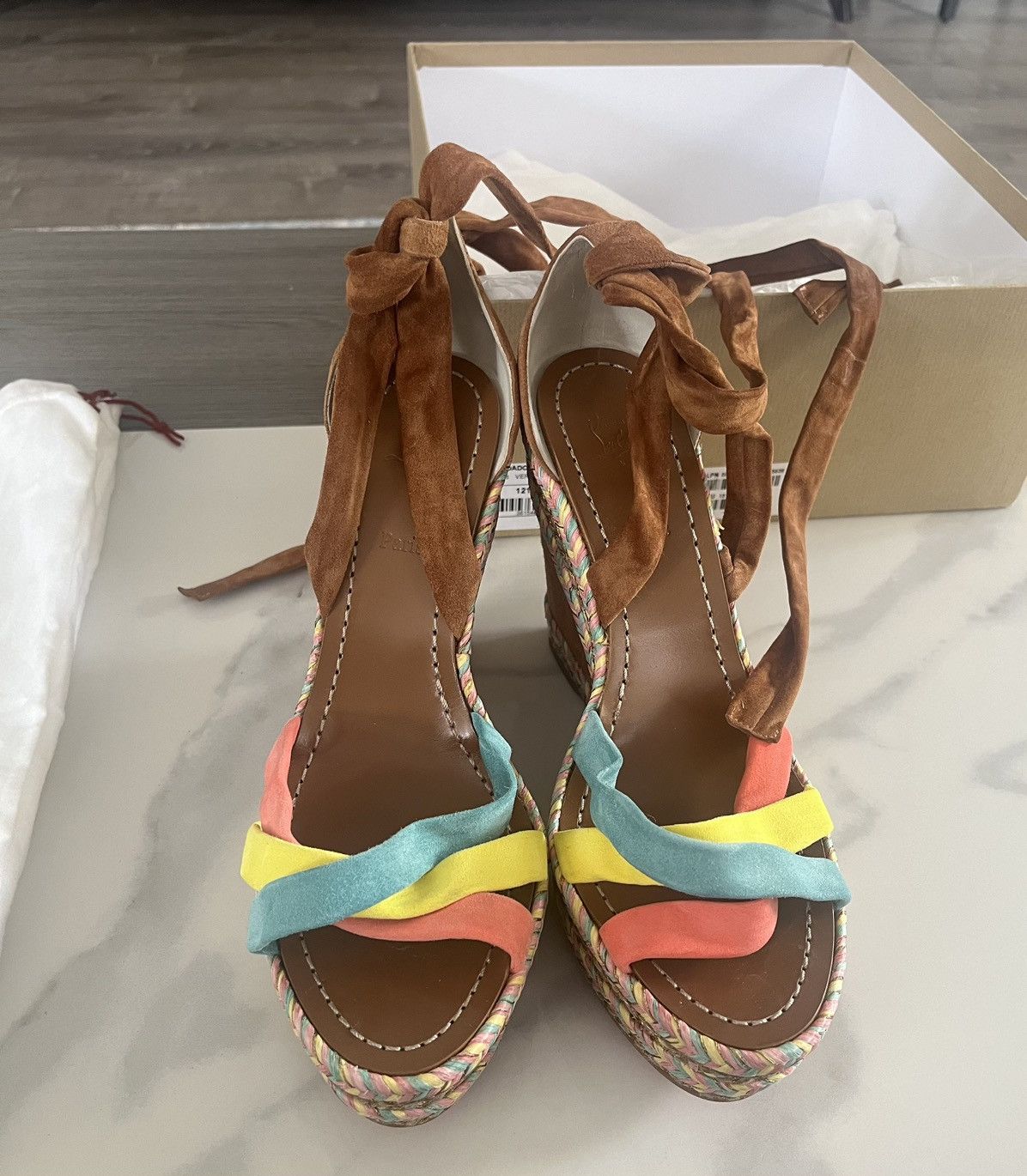 Christian Louboutin Lagoadonna Suede Wedge Sandals