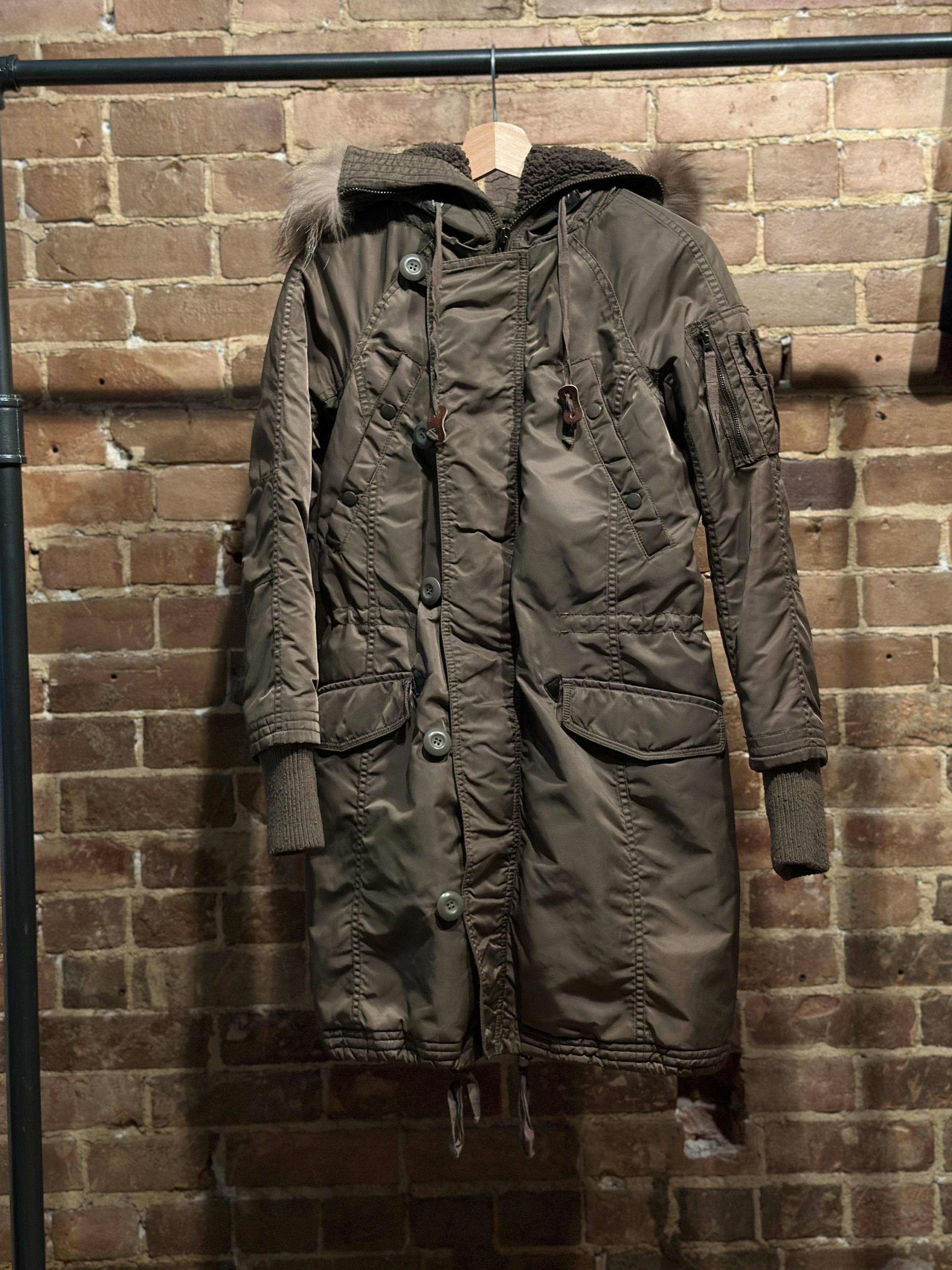 ジャケット・アウター 00s archive goa n3b fur jacket coat long Alpha Industries Men's N-3B Slim Fit Parka, Replica Gray