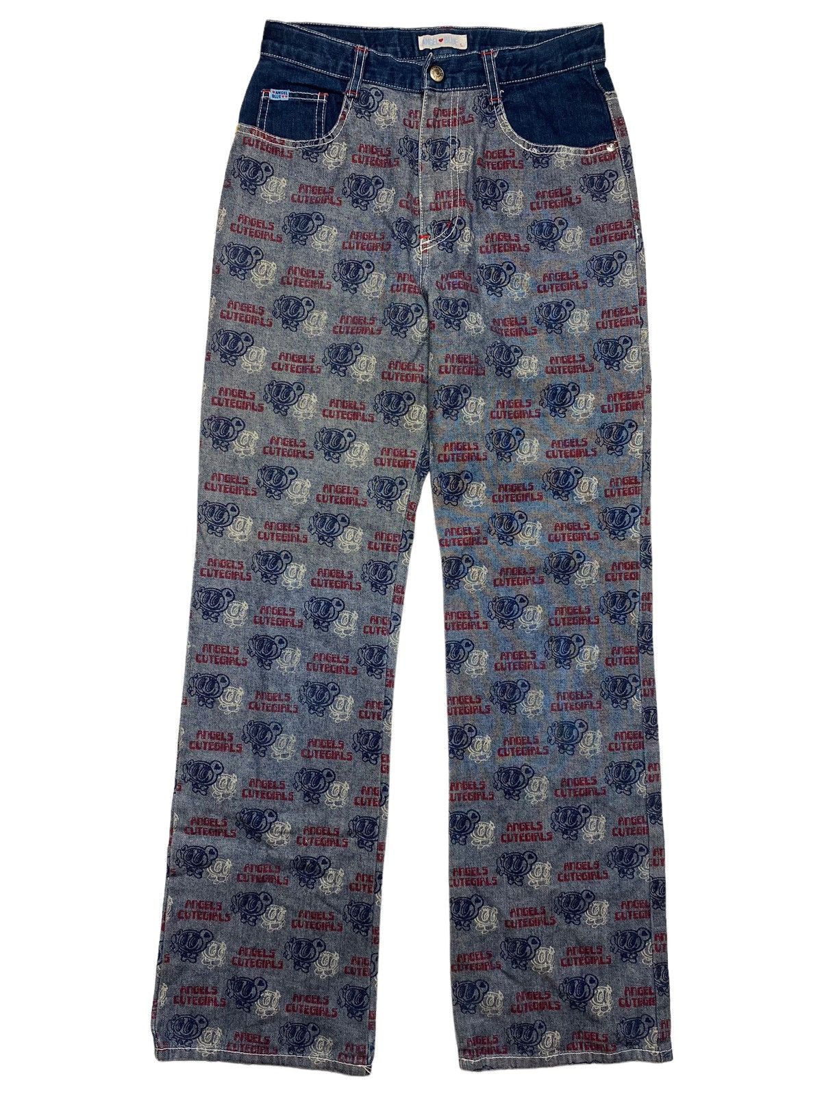 Angel Blue × Hysteric Glamour × Japanese Brand 2000s Angel Blue - Printed Outside Denim Pants Size US 28 / EU 44 - 1 Thumbnail