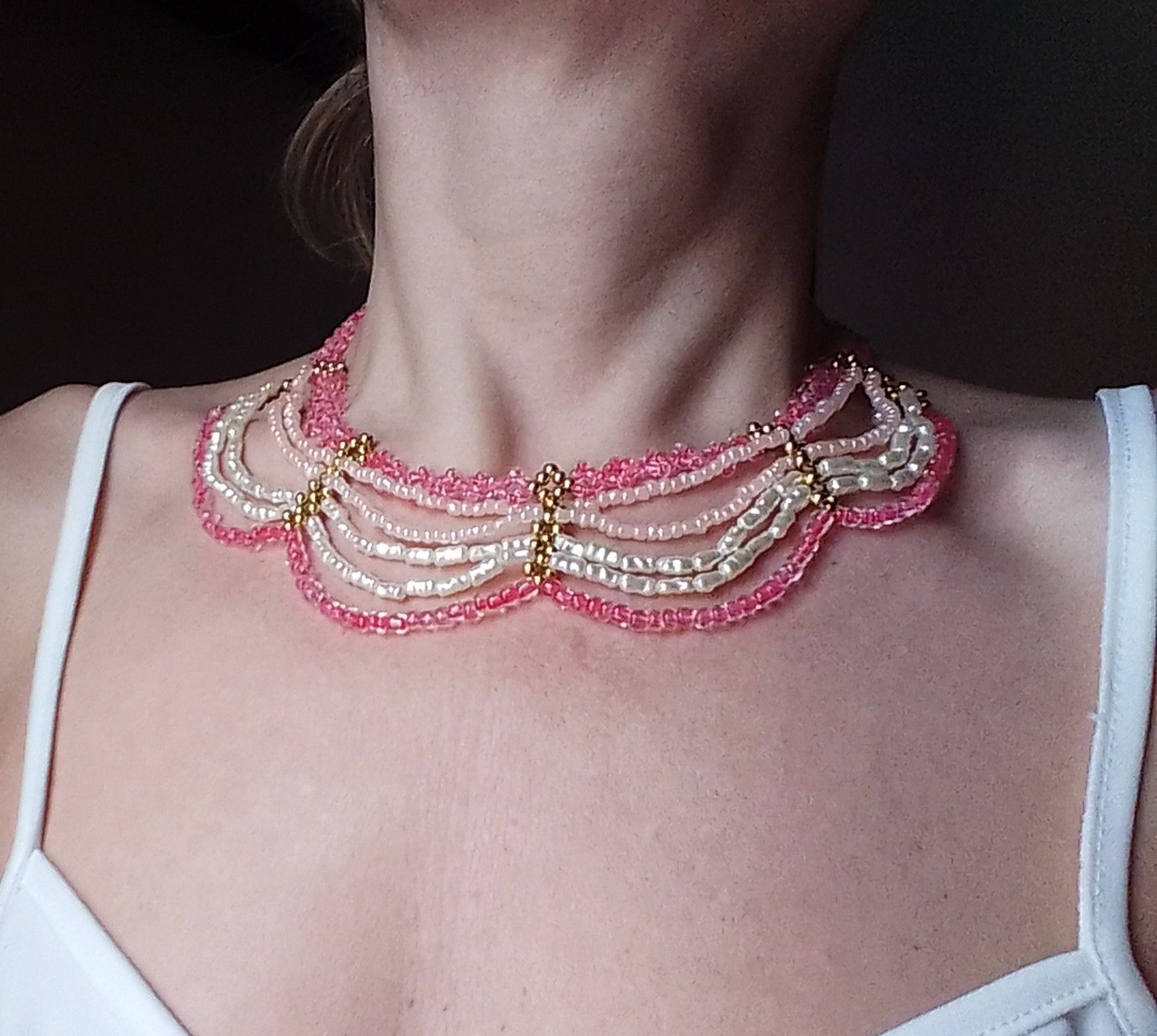 Handmade Necklace/Collar Pink Elegant Fresh Water Pearls Size ONE SIZE - 12 Thumbnail