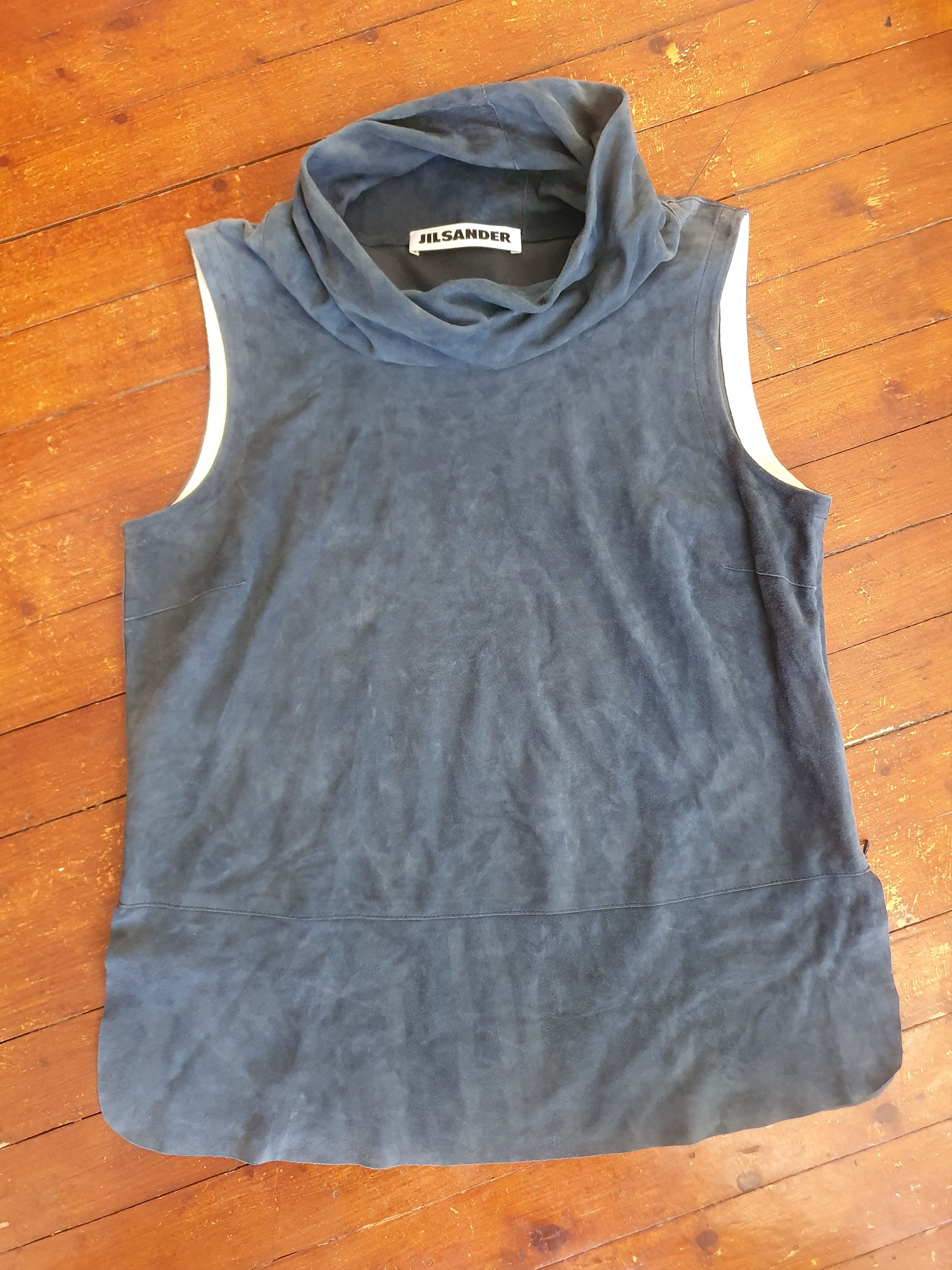 Jil Sander Sleevless High-Neck leather top Made in Italy 40