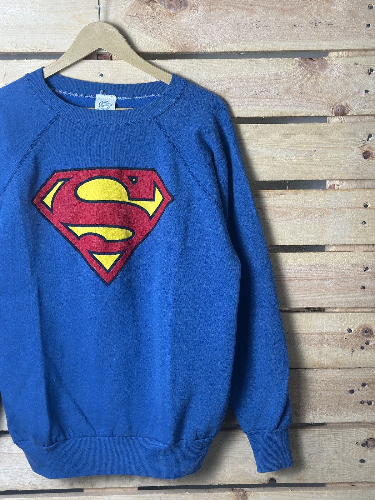 DC Comics × Vintage Vintage 80s Superman Big Logo Sweatshirt Size US L / EU 52-54 / 3 - 3 Thumbnail