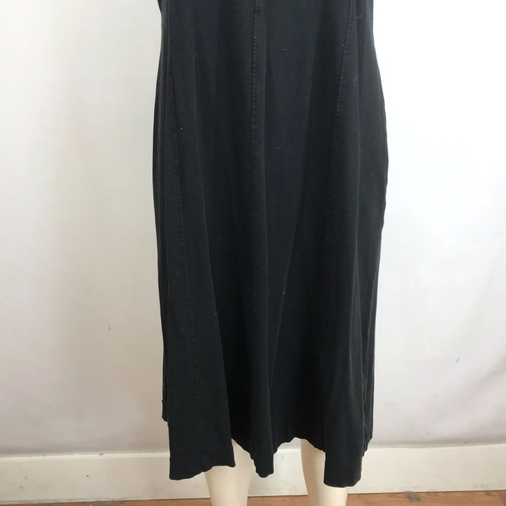 Everlane VINTAGE? No. EVERLANE Women XL Black Sleeveless Round Neck Cotton Midi Dress Shirt? Size XL / US 12-14 / IT 48-50 - 3 Thumbnail