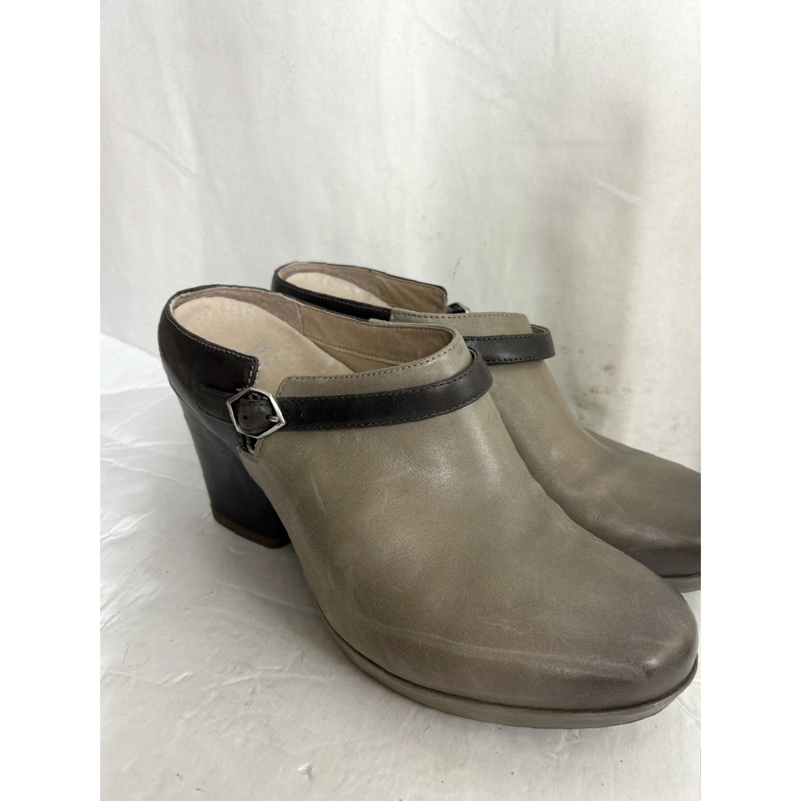 Dansko Dansko Malissa Leather Women's Mule Bootie Slip On Casual High Heel Stone Burnished Calf 40 US 9.5-10 Womens Medium Width Leather Breathable Cushioned Size ONE SIZE - 2 Thumbnail