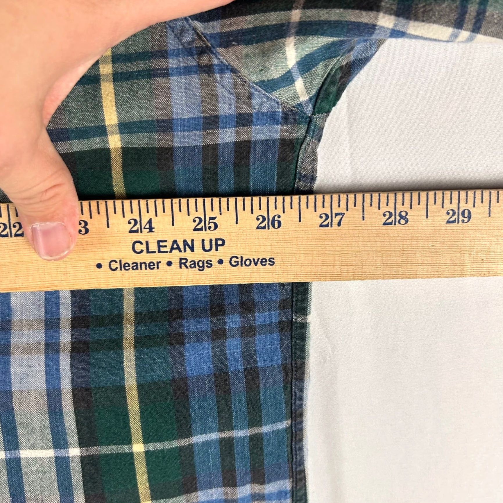 Vintage VINTAGE Adirondack Indigo Chambray Plaid Long Sleeve Button-Up Shirt Men XXL Green Plaid Chest Pocket Casual Fall Winter Mens Size US XXL / EU 58 / 5 - 7 Thumbnail