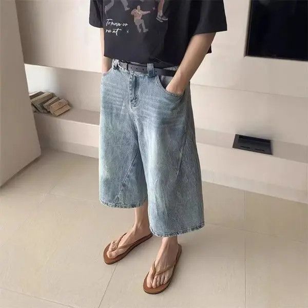 Japanese Brand Light blue casual street retro straight denim shorts Size US 32 / EU 48 - 8 Thumbnail