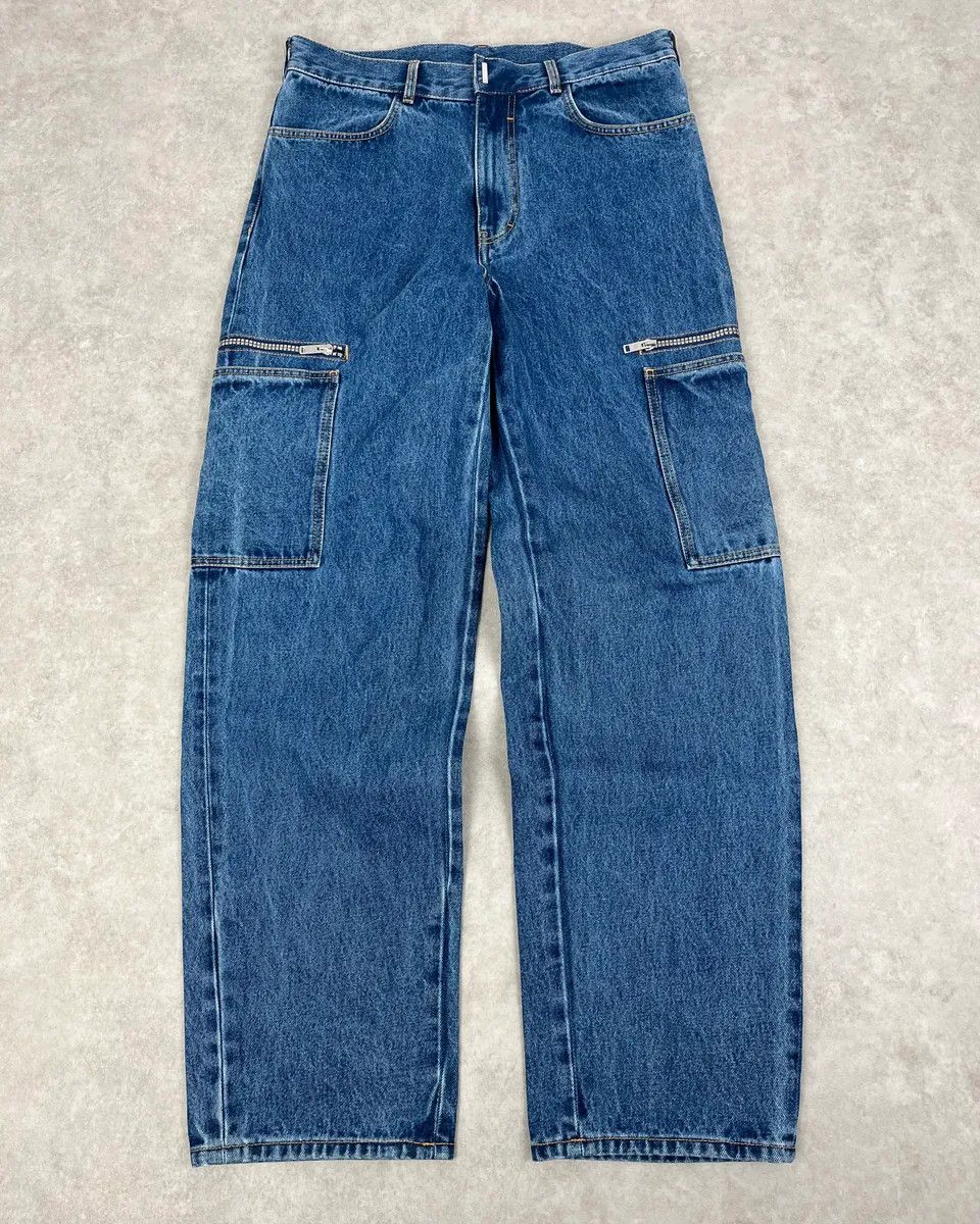 Givenchy AW2023 Givenchy Indigo Blue Cargo Denim Jeans By Matthew Williams Size US 32 / EU 48 - 1 Thumbnail