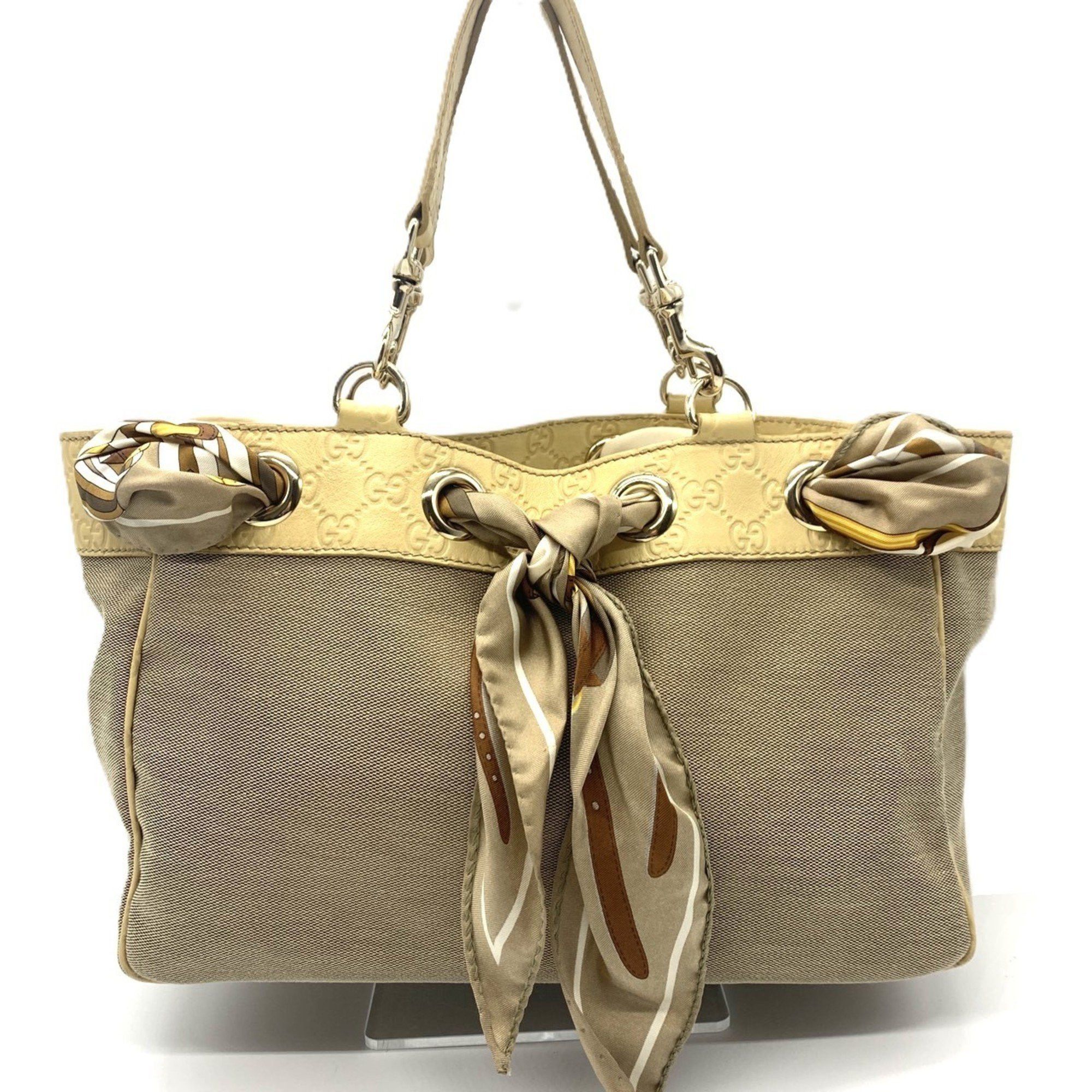 Gucci 153033 GG Tote Bag Canvas With Women's Scarf in Gold