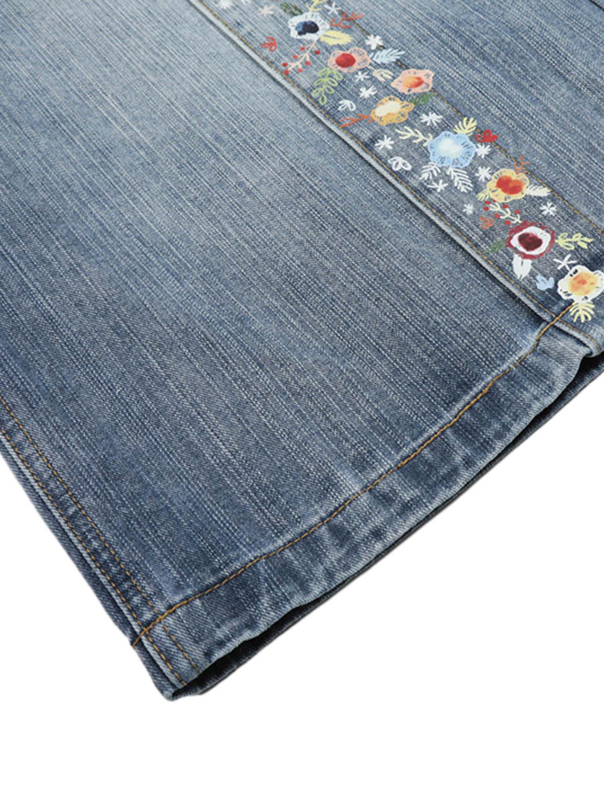 Japanese Brand Embroidered Floral Culottes Denim Jorts Size US 30 / EU 46 - 5 Thumbnail