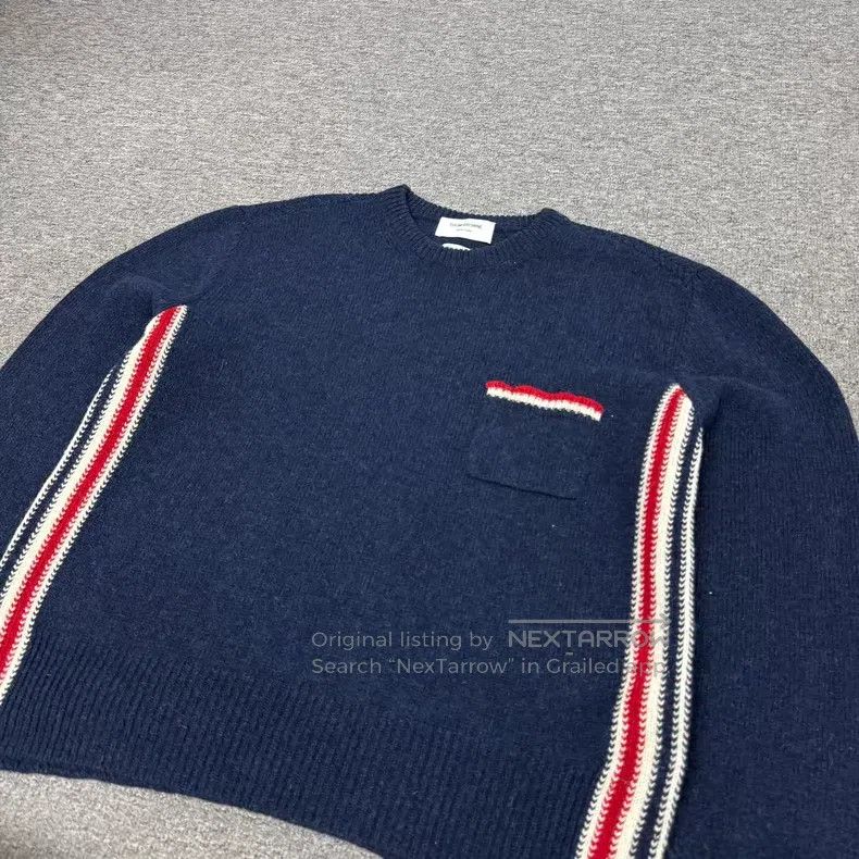 Thom Browne Thom Browne Patched striped knit sweater Size US XL / EU 56 / 4 - 4 Thumbnail