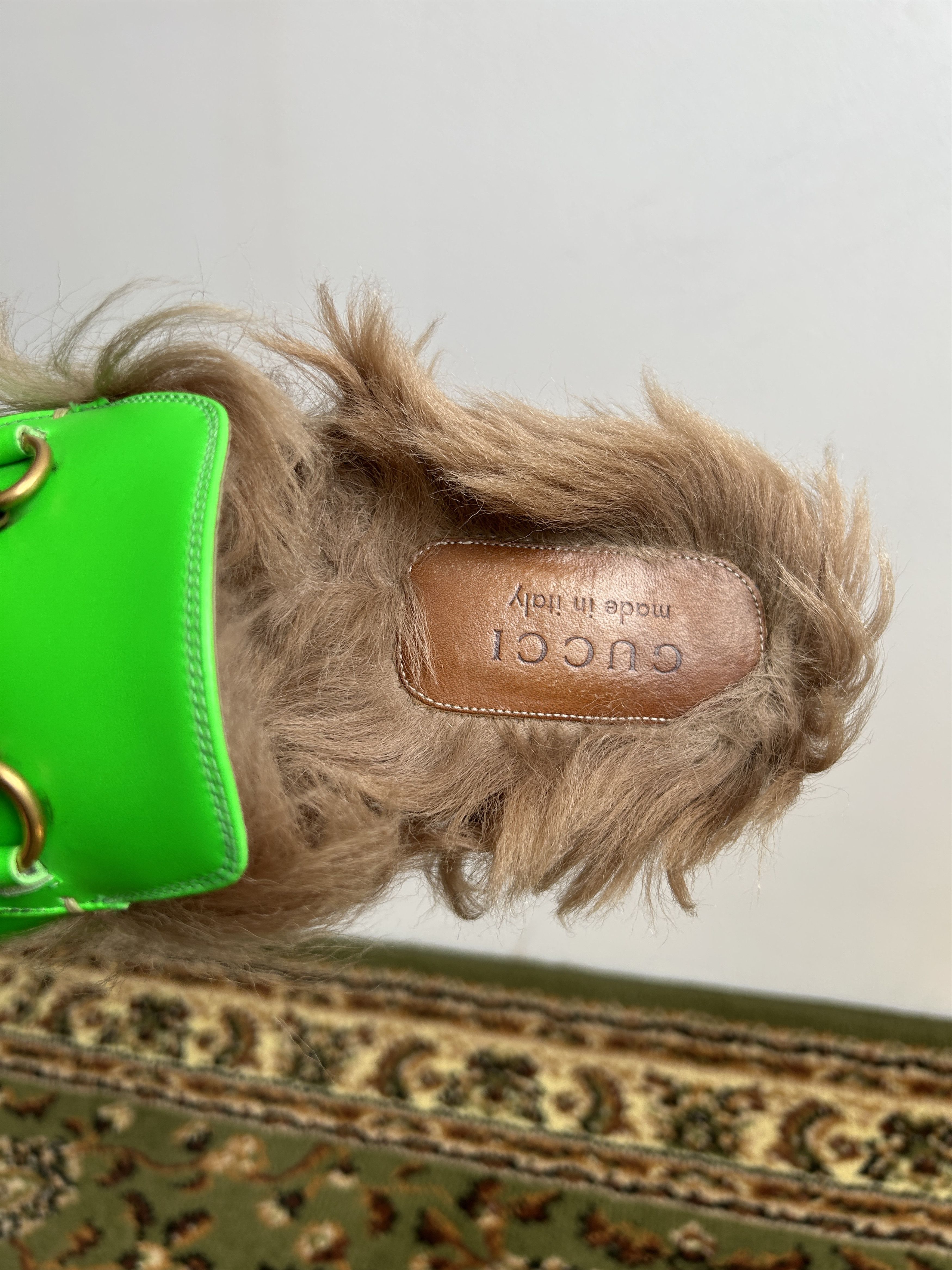 Gucci Gucci princetown horsebit kangaroo fur slip ons neon green Size US 10 / EU 43 - 19 Thumbnail