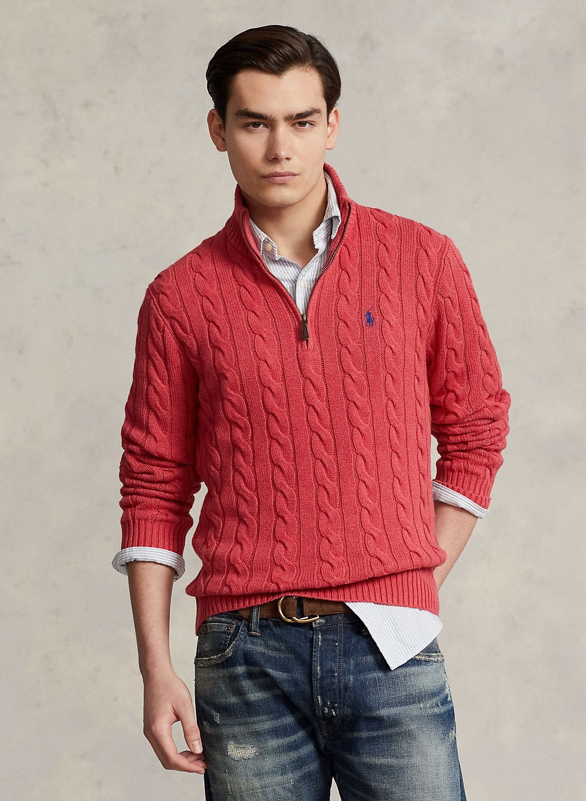 Polo Ralph Lauren × Ralph Lauren Polo ralph lauren cable knit halfzip golf sweater jumper L Size US L / EU 52-54 / 3 - 1 Thumbnail