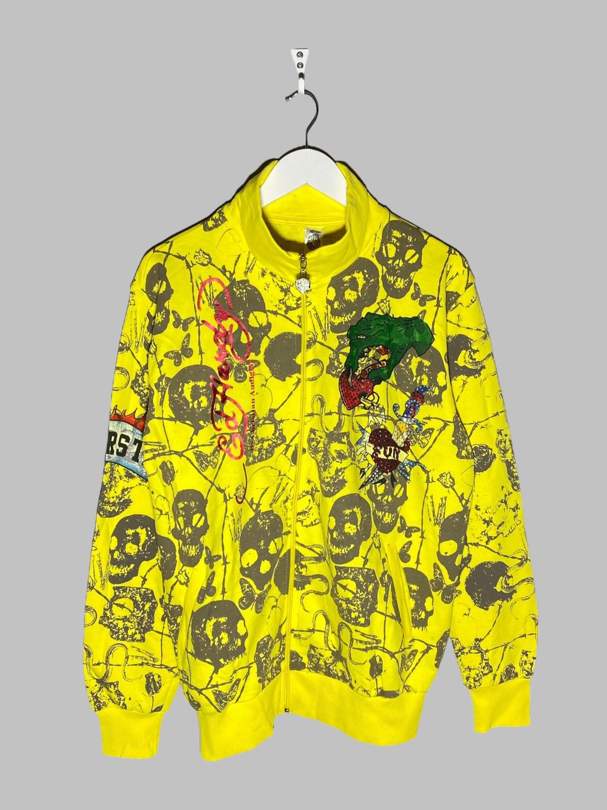 Ed Hardy Ed Hardy y2k hype streetwear all overprint zip up jacket Size US XL / EU 56 / 4 - 2 Thumbnail