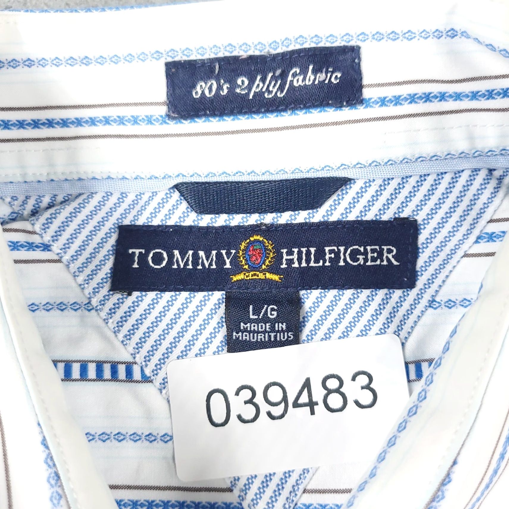 Tommy Hilfiger Tommy Hilfiger Button-Up Shirt Mens Large Blue Striped Casual Long Sleeve Classic Size US L / EU 52-54 / 3 - 7 Thumbnail